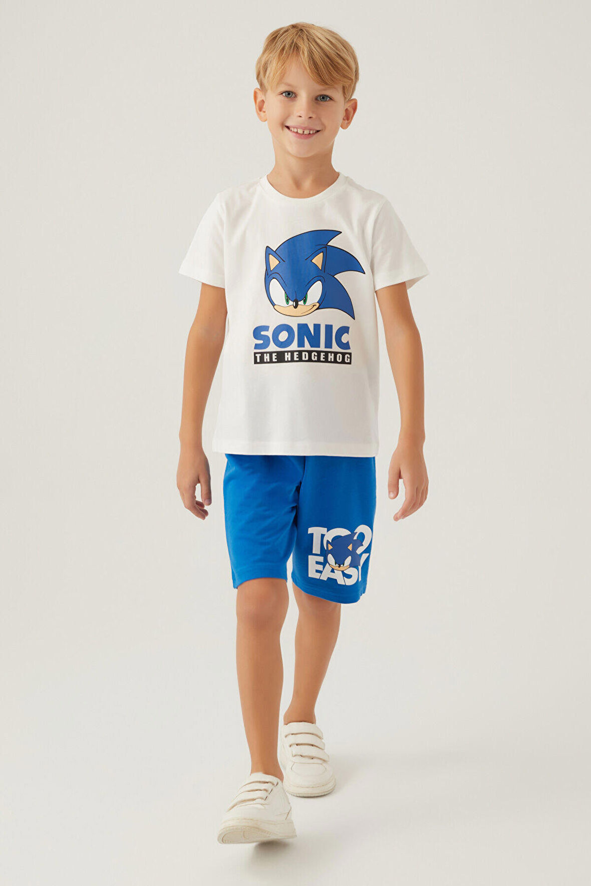 Modern Sonic Hedgehog Krem Erkek Çocuk Bermuda Takım