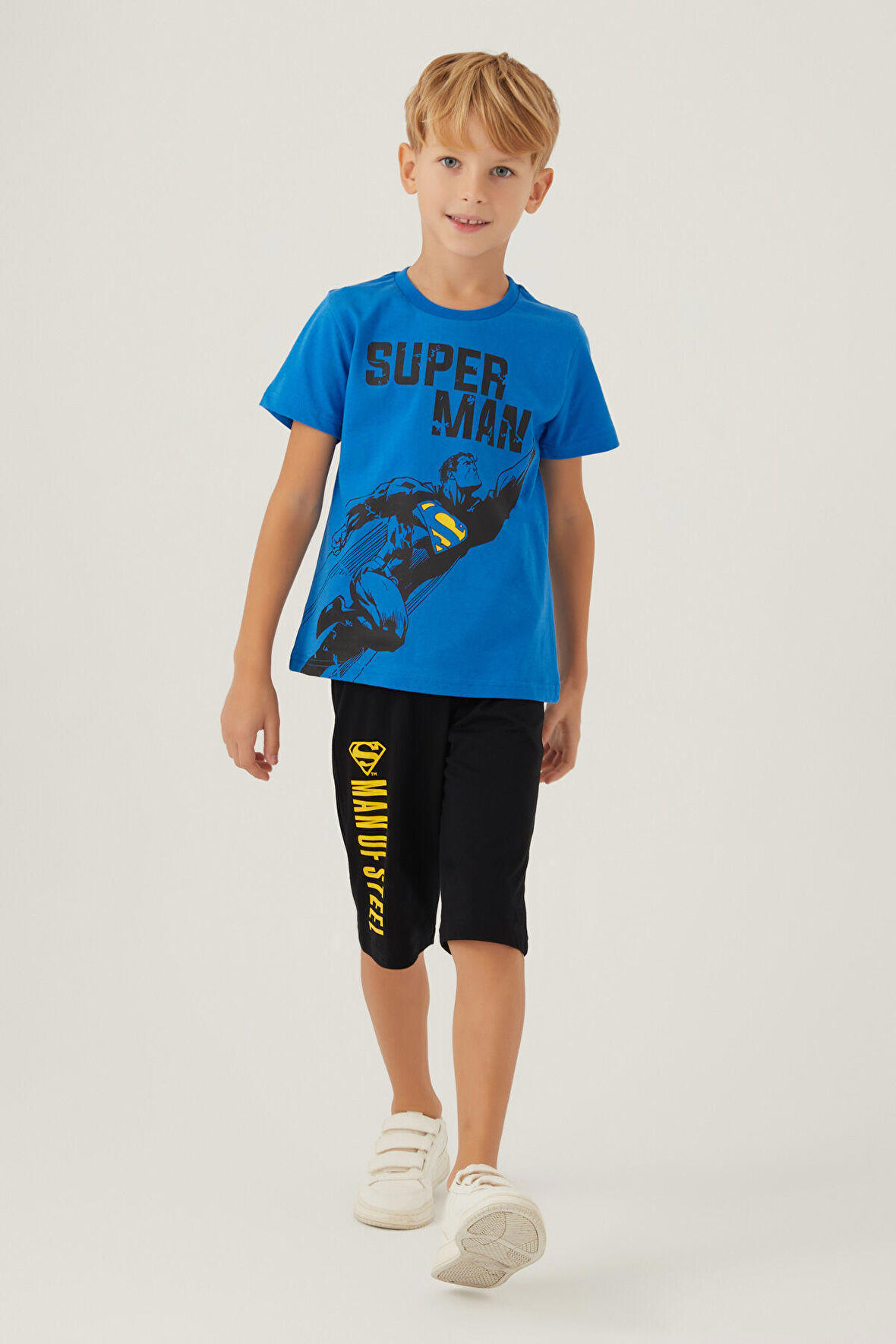 SuperMan Steel Mavi Erkek Çocuk Kapri Takım