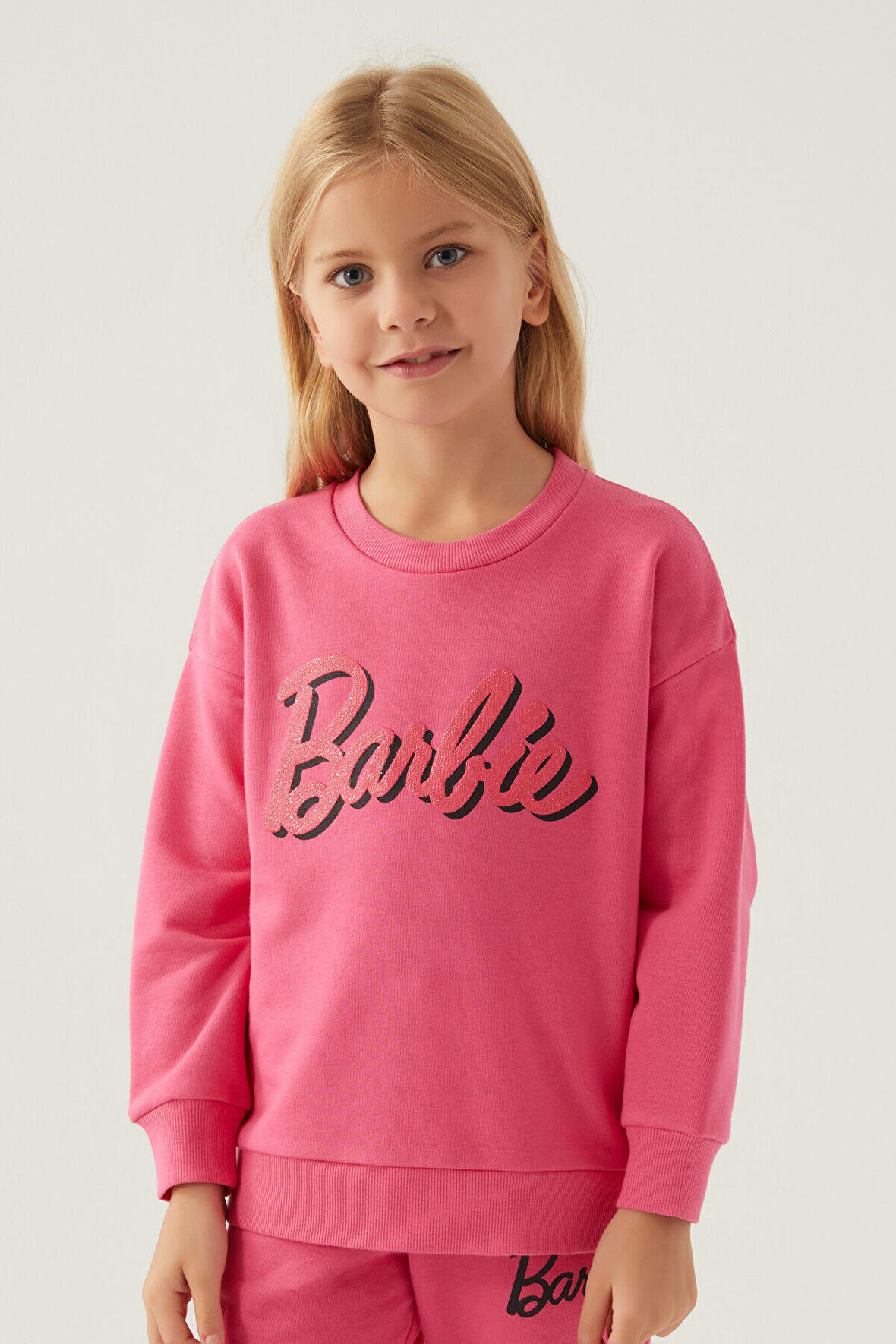 Barbie Graphic Açık Fuşya Kız Çocuk Sweatshirt