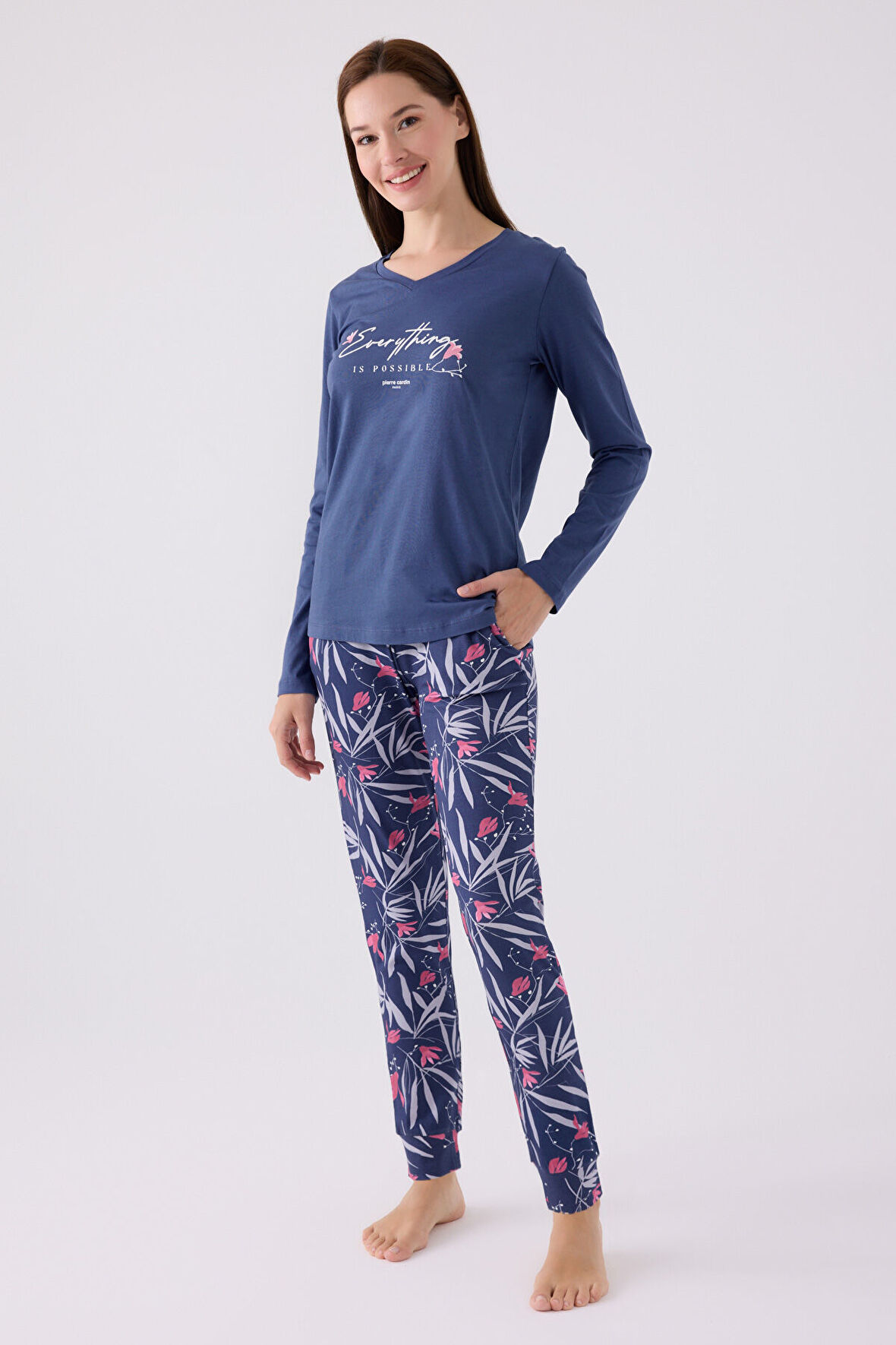 Pıerre Cardın Kadın Uzun Kol Pijama Takım PC8902 Mor