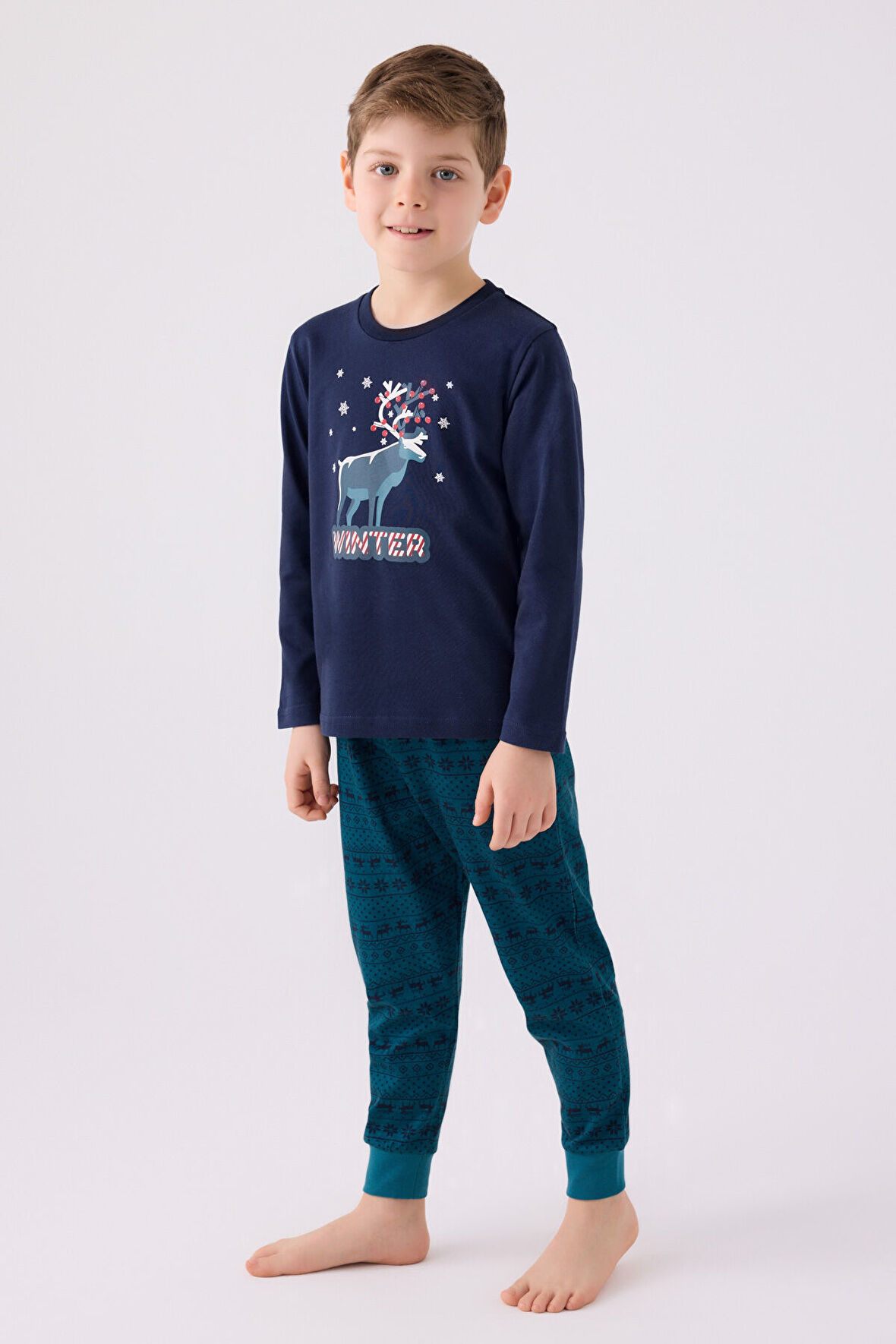 Arnetta Erkek Çocuk Uzun Kol Pijama Takım AR3135 Lacivert