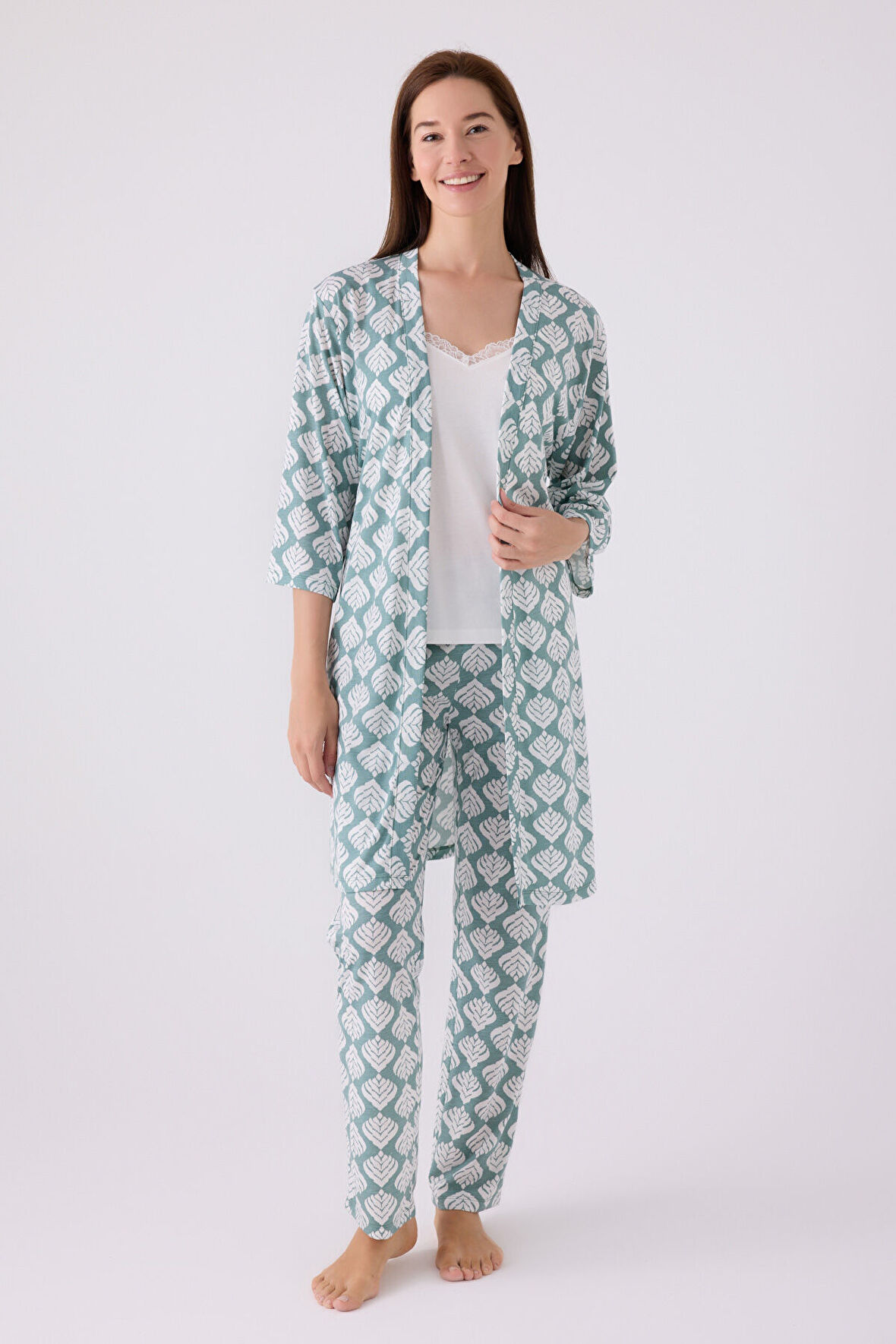 Pıerre Cardın Kadın Uzun Kol Pijama Takım PC8905 Krem