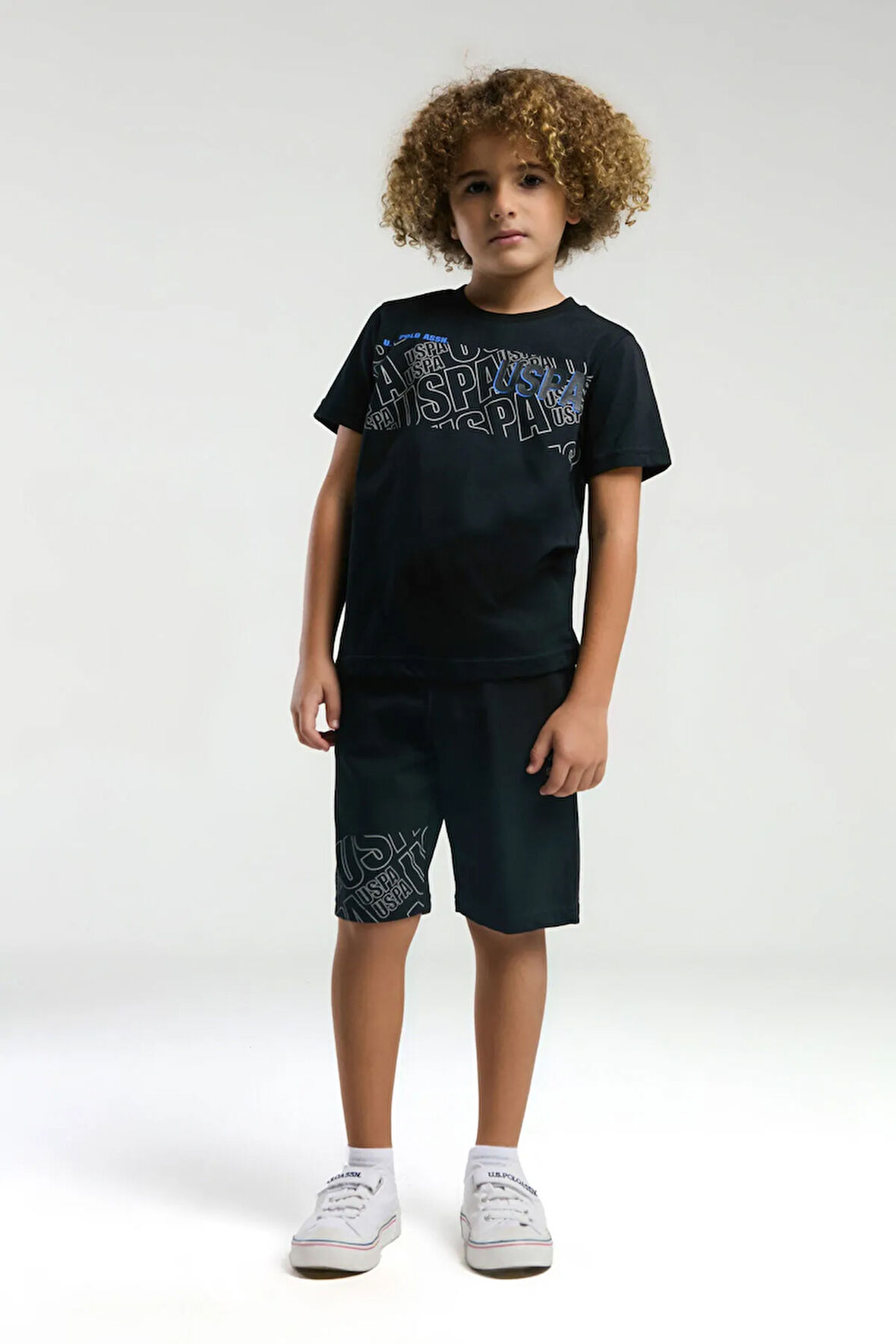 U.S. Polo Assn. Erkek Çocuk Siyah Bermuda Takım