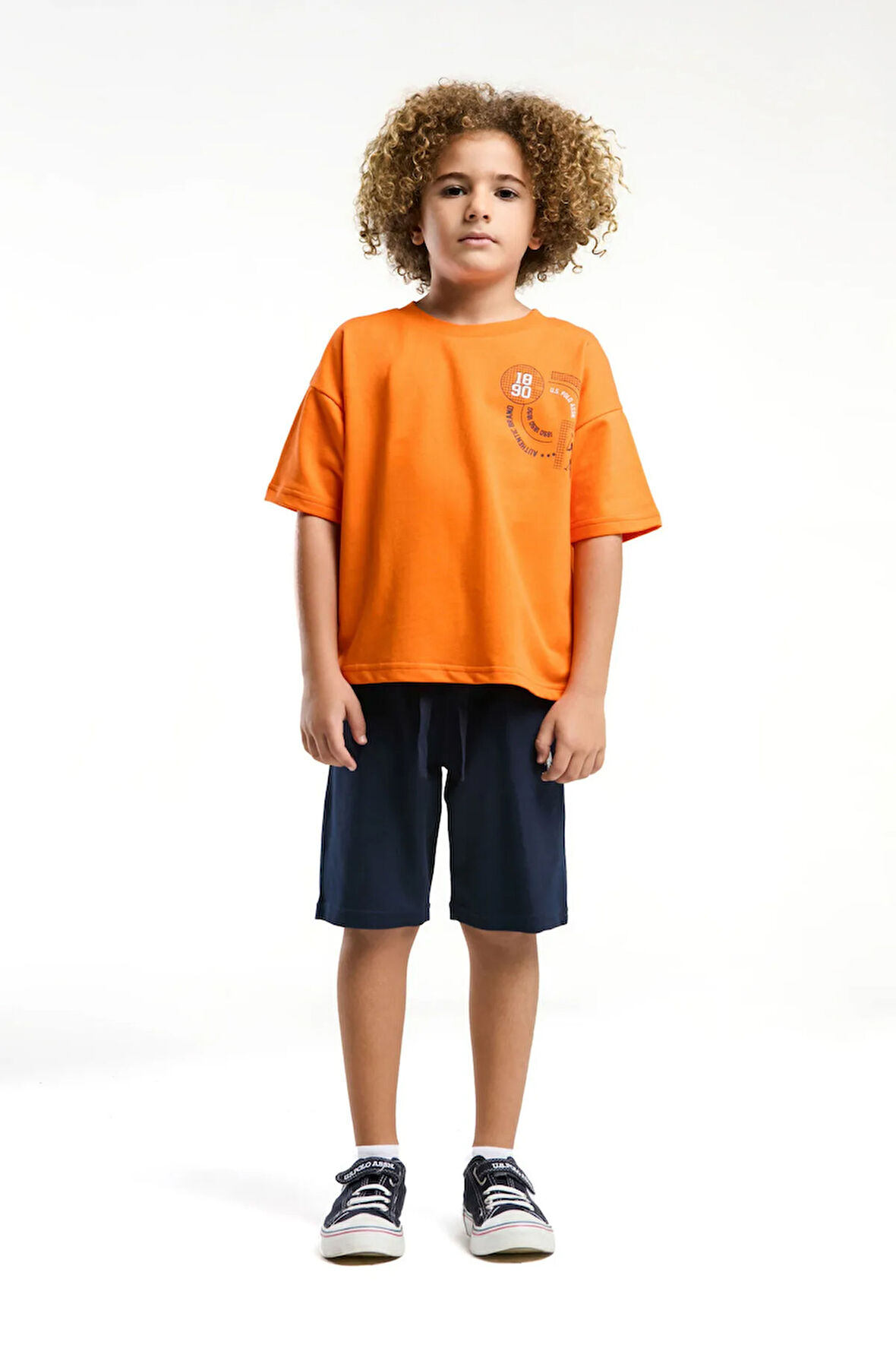 U.S. Polo Assn. Erkek Çocuk Turuncu Bermuda Takım