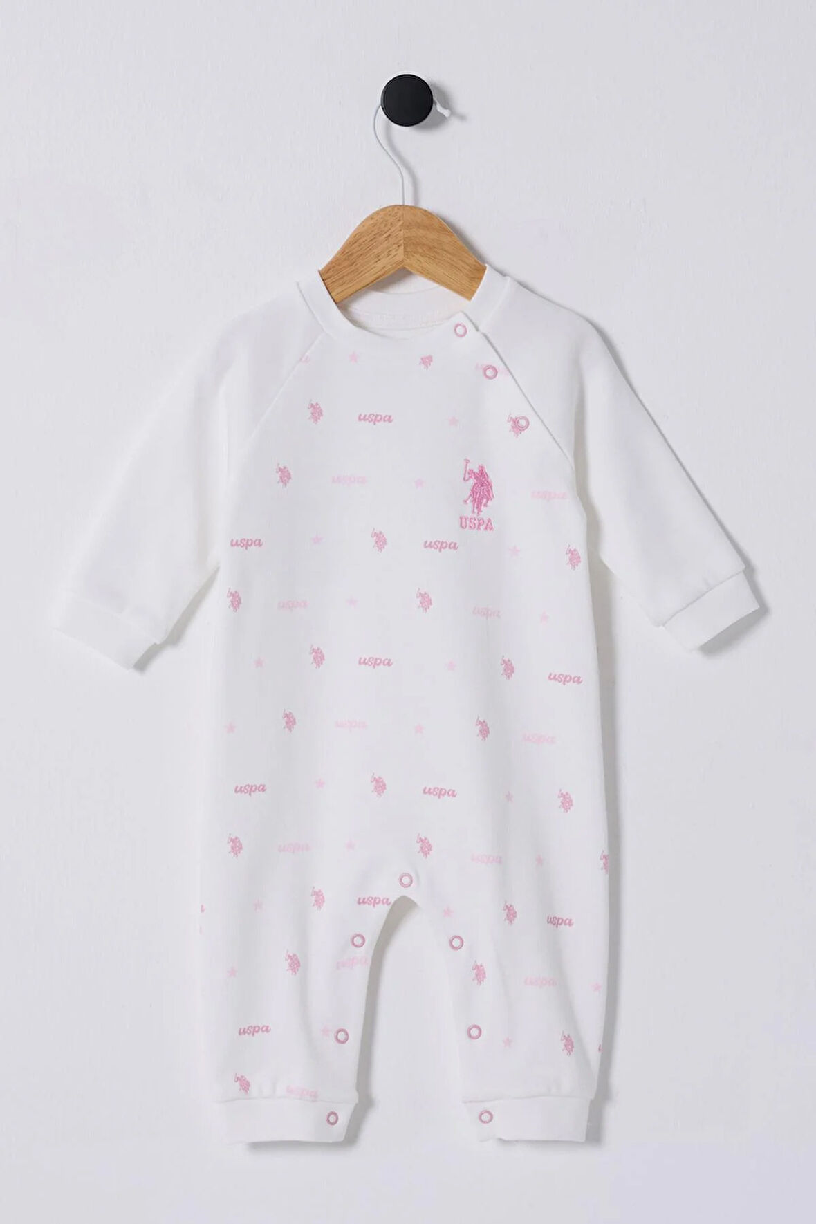 U.S.Polo Kız Bebek Patiksiz Tulum 3-18 Ay Beyaz