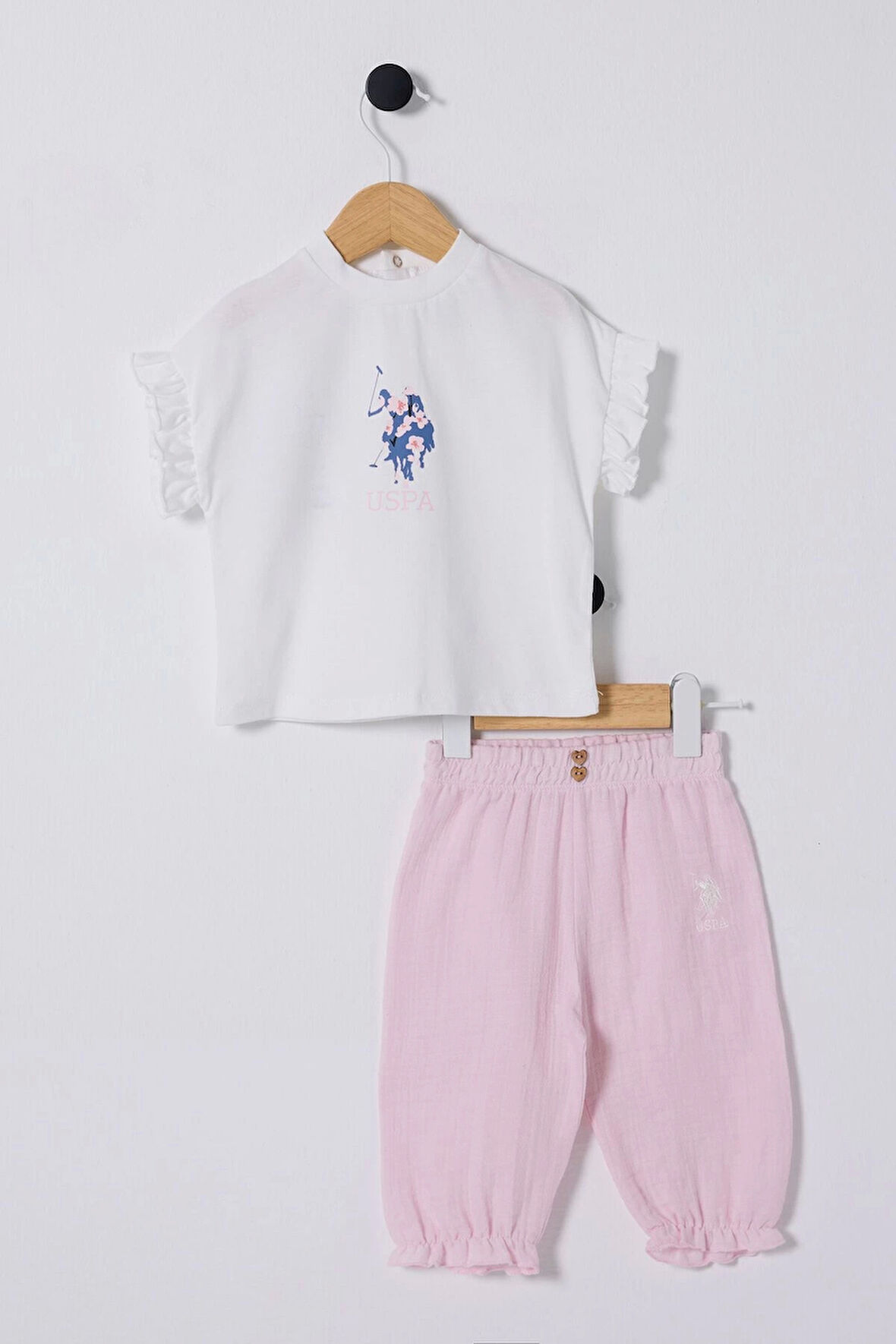 U.S.POLO ASSN. KIZ BEBEK 2Lİ TAKIM - EKRU