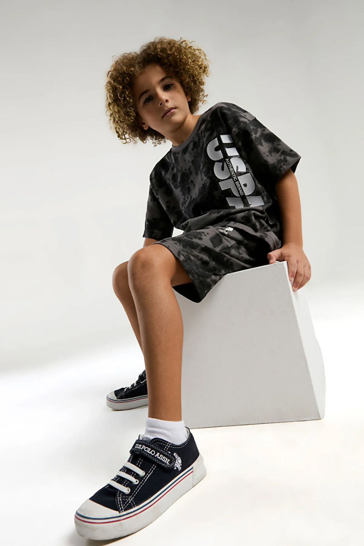 U.S. Polo Assn. Erkek Çocuk Gri Bermuda Takım