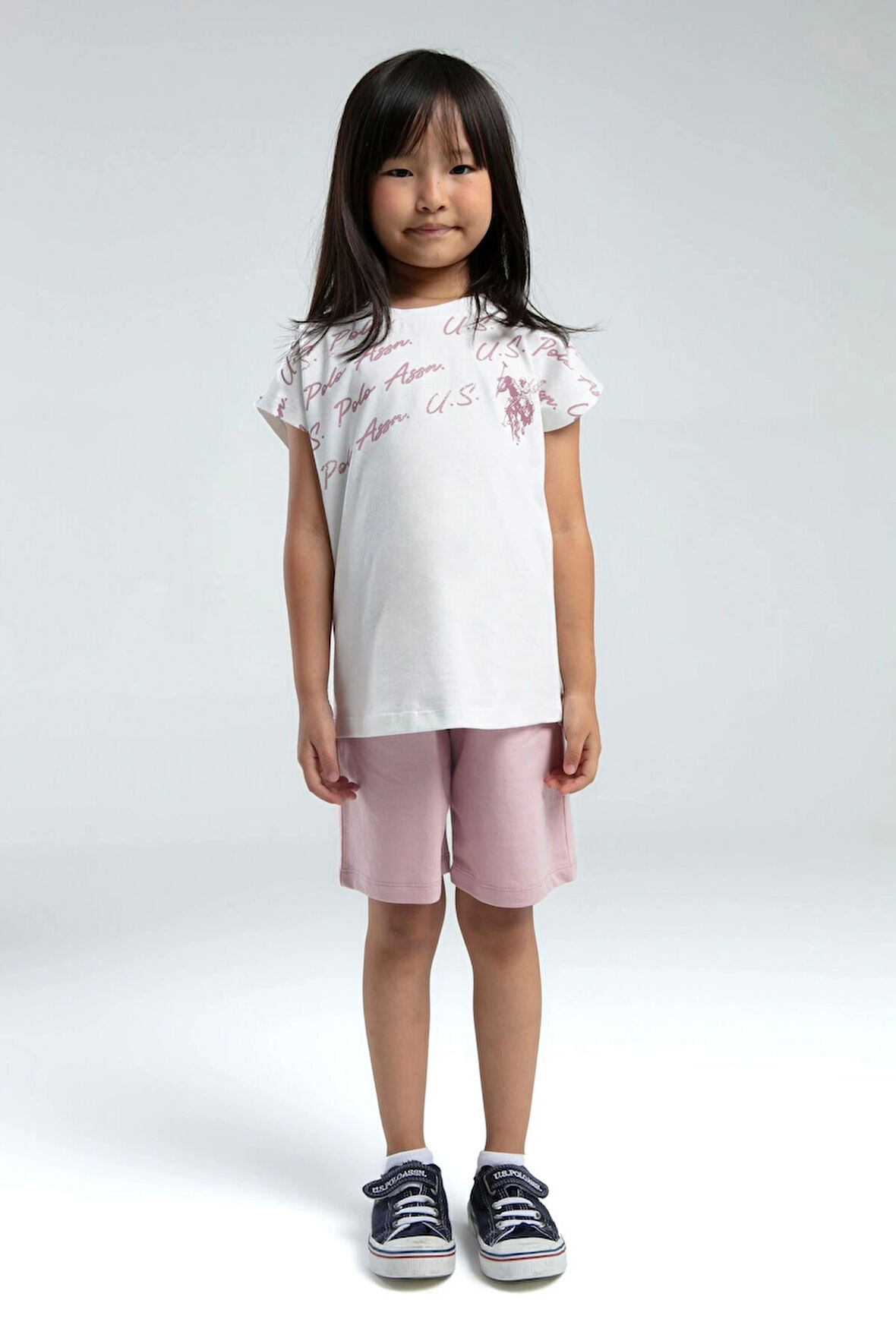 KIZ ÇOCUK BERMUDA TAKIM - BEYAZ/SOFT PEMBE