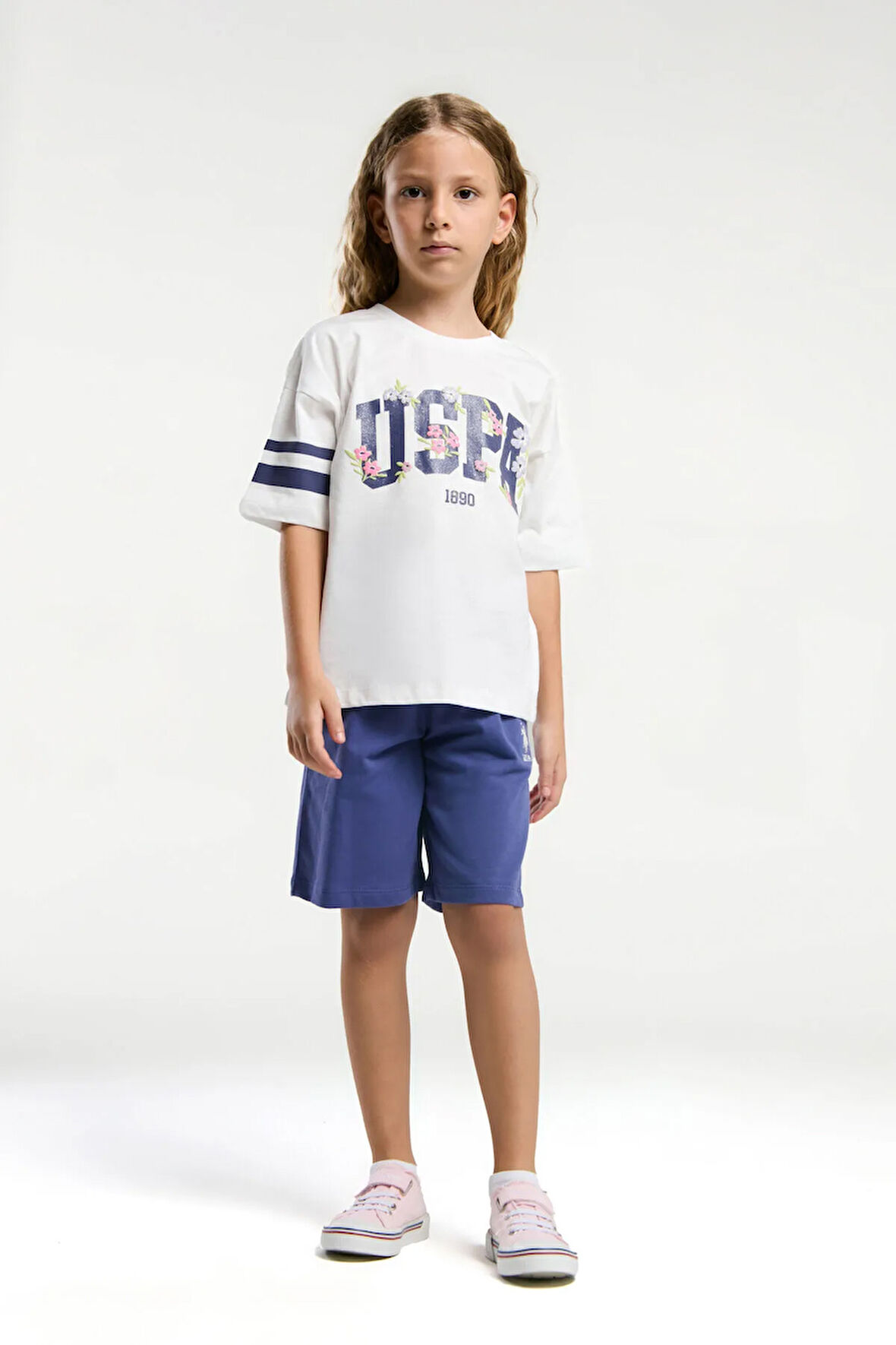 U.S. Polo Assn. Kız Çocuk Beyaz Bermuda Takım