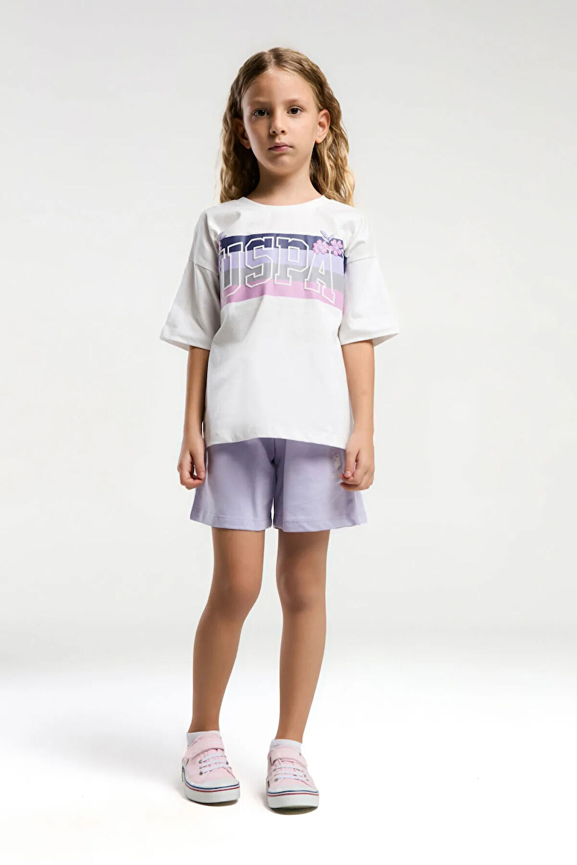 U.S. Polo Assn. Kız Çocuk Beyaz Şort Takım