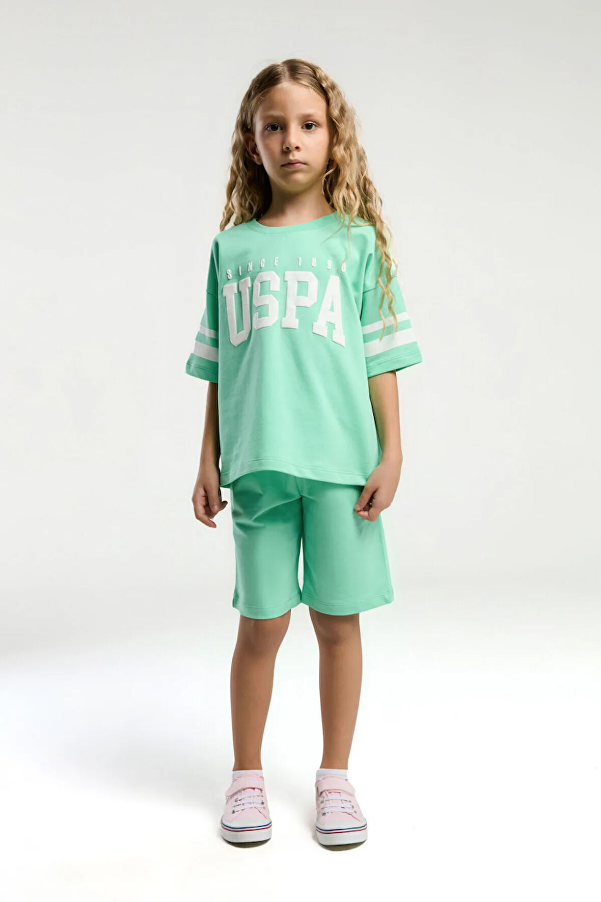 U.S. Polo Assn. Kız Çocuk Yeşil Bermuda Takım