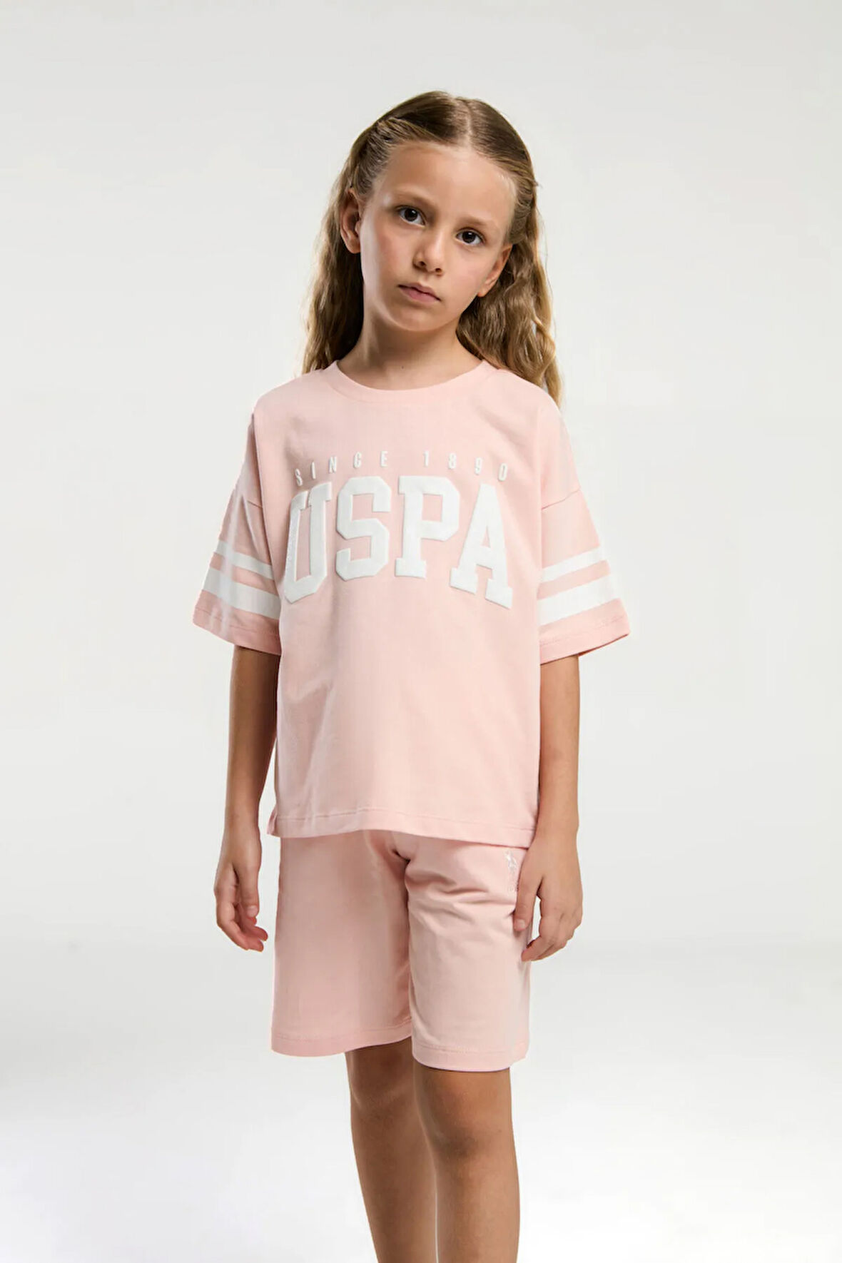 U.S. Polo Assn. Kız Çocuk Pembe Bermuda Takım