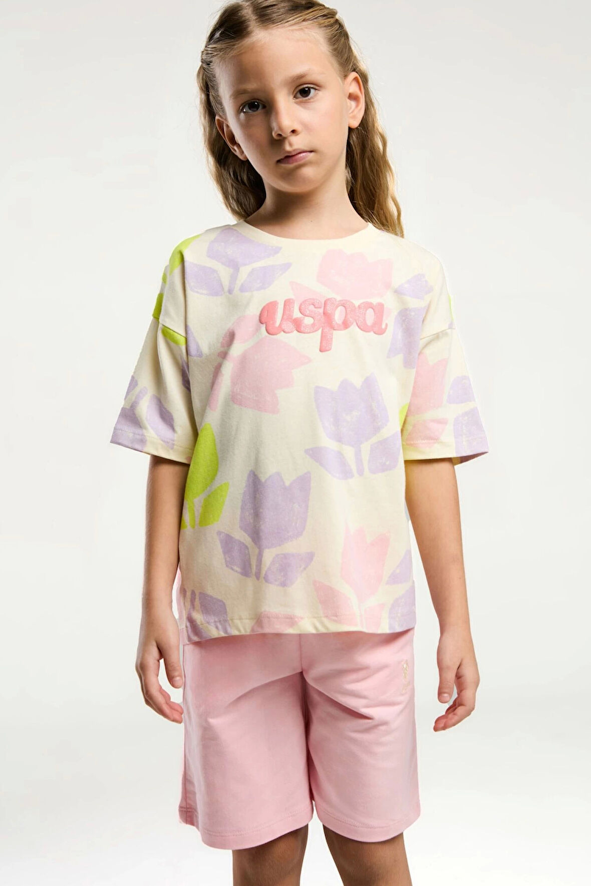 KIZ ÇOCUK BERMUDA TAKIM - LİMON