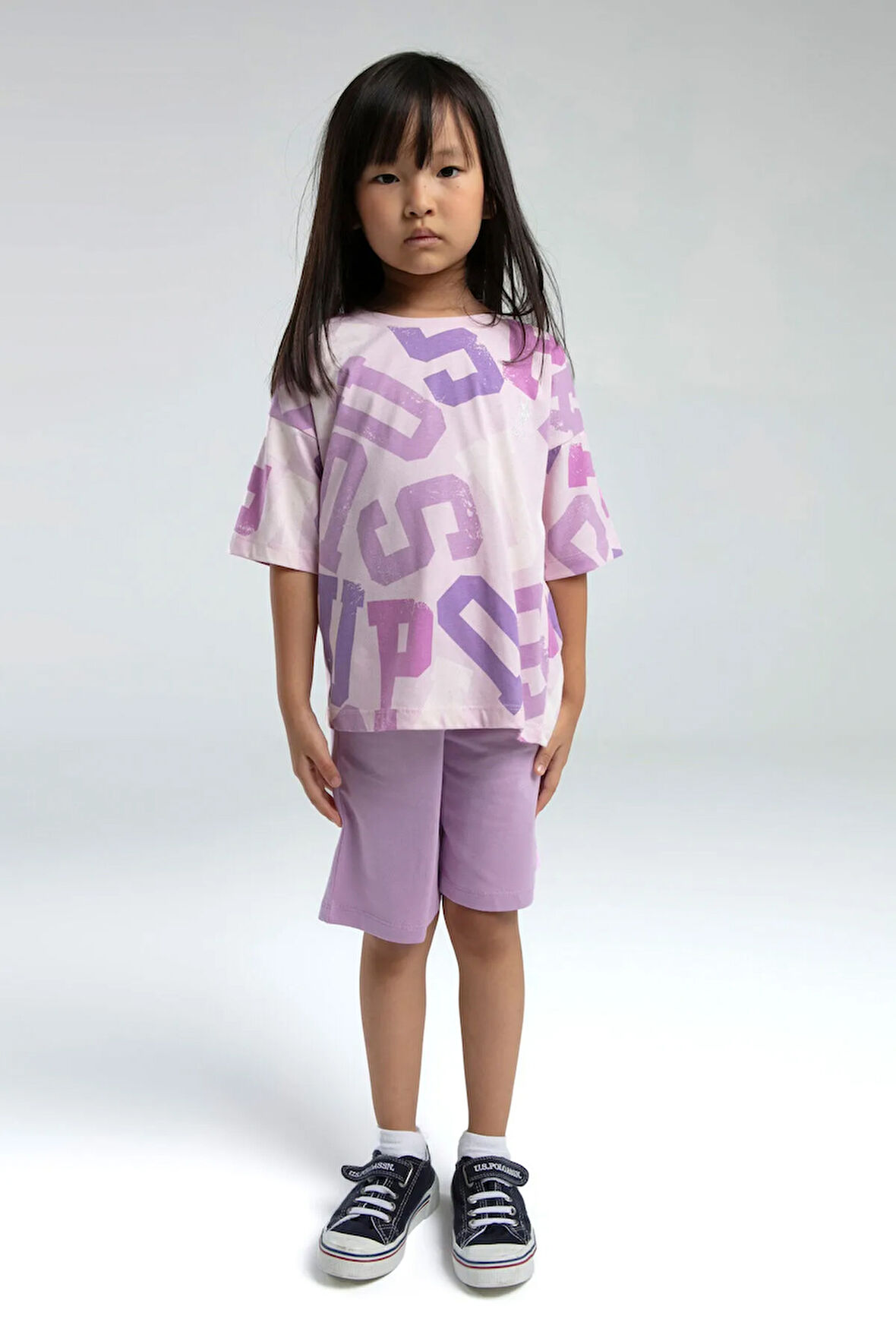 U.S. Polo Assn. Kız Çocuk Pembe Bermuda Takım