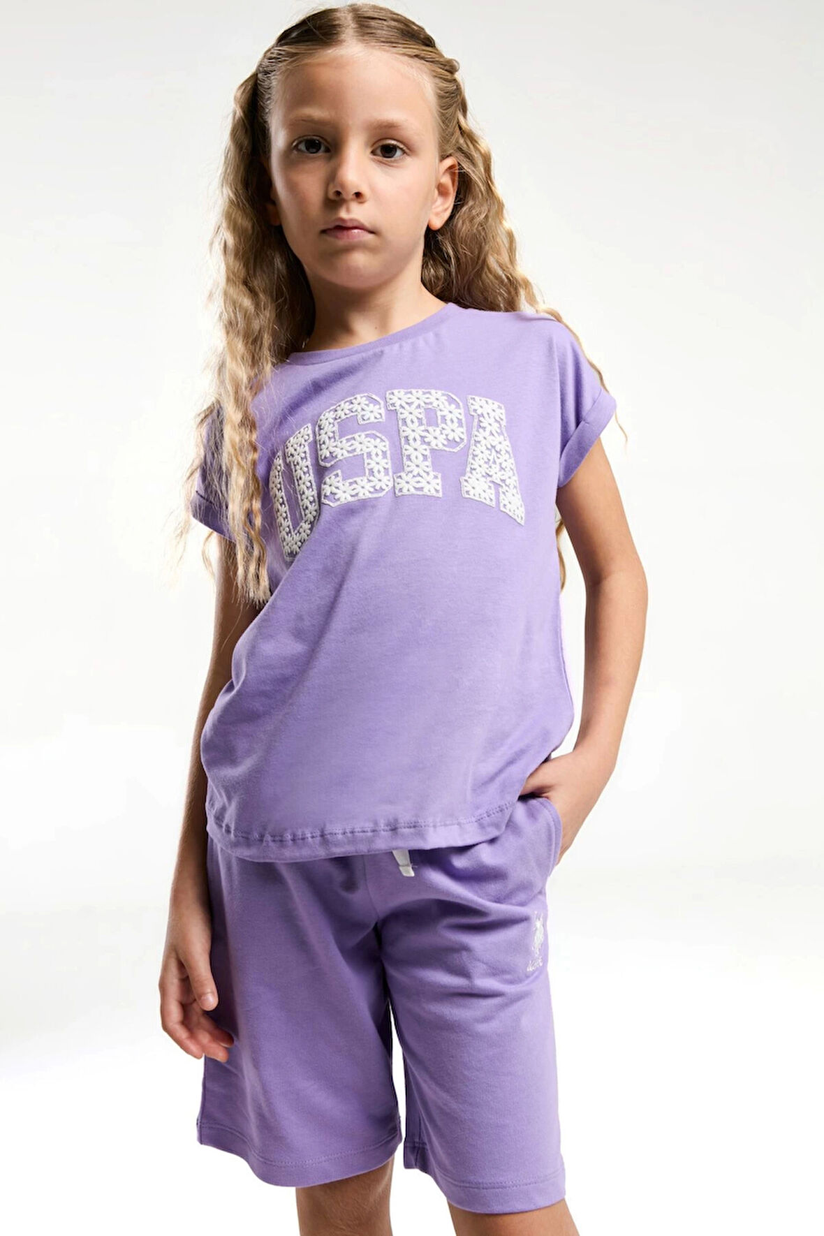 KIZ ÇOCUK BERMUDA TAKIM - KOYU LİLA