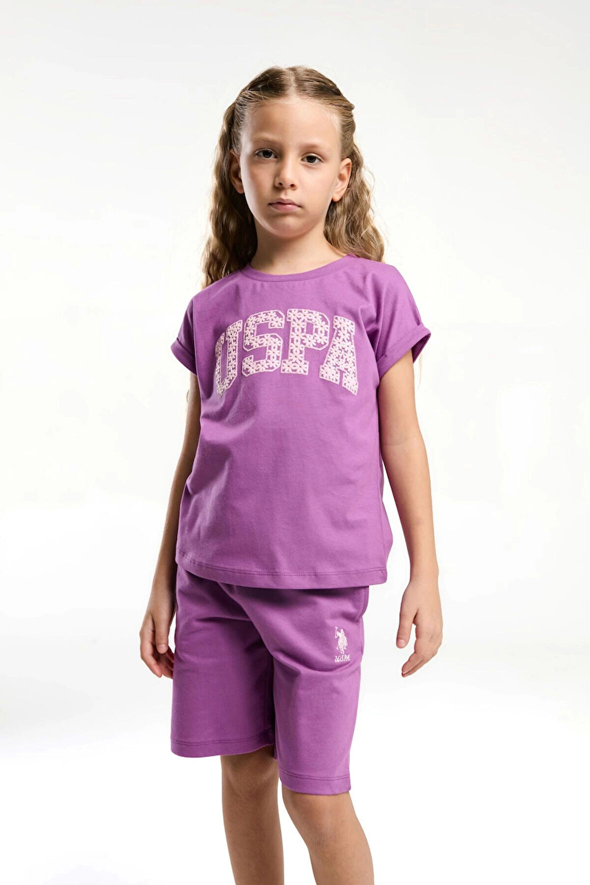 KIZ ÇOCUK BERMUDA TAKIM  - VİYOLET