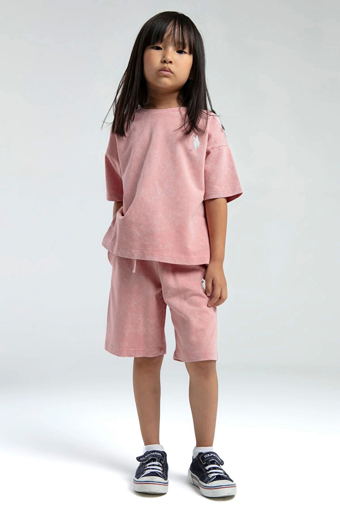 KIZ ÇOCUK BERMUDA TAKIM - RETRO PEMBE