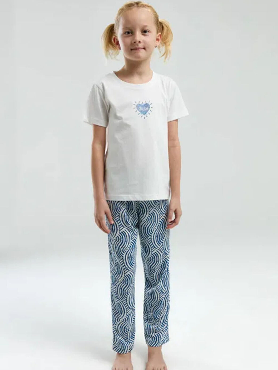Arnetta Kız Çocuk Beyaz Kısa Kol Pijama Takım 3305 