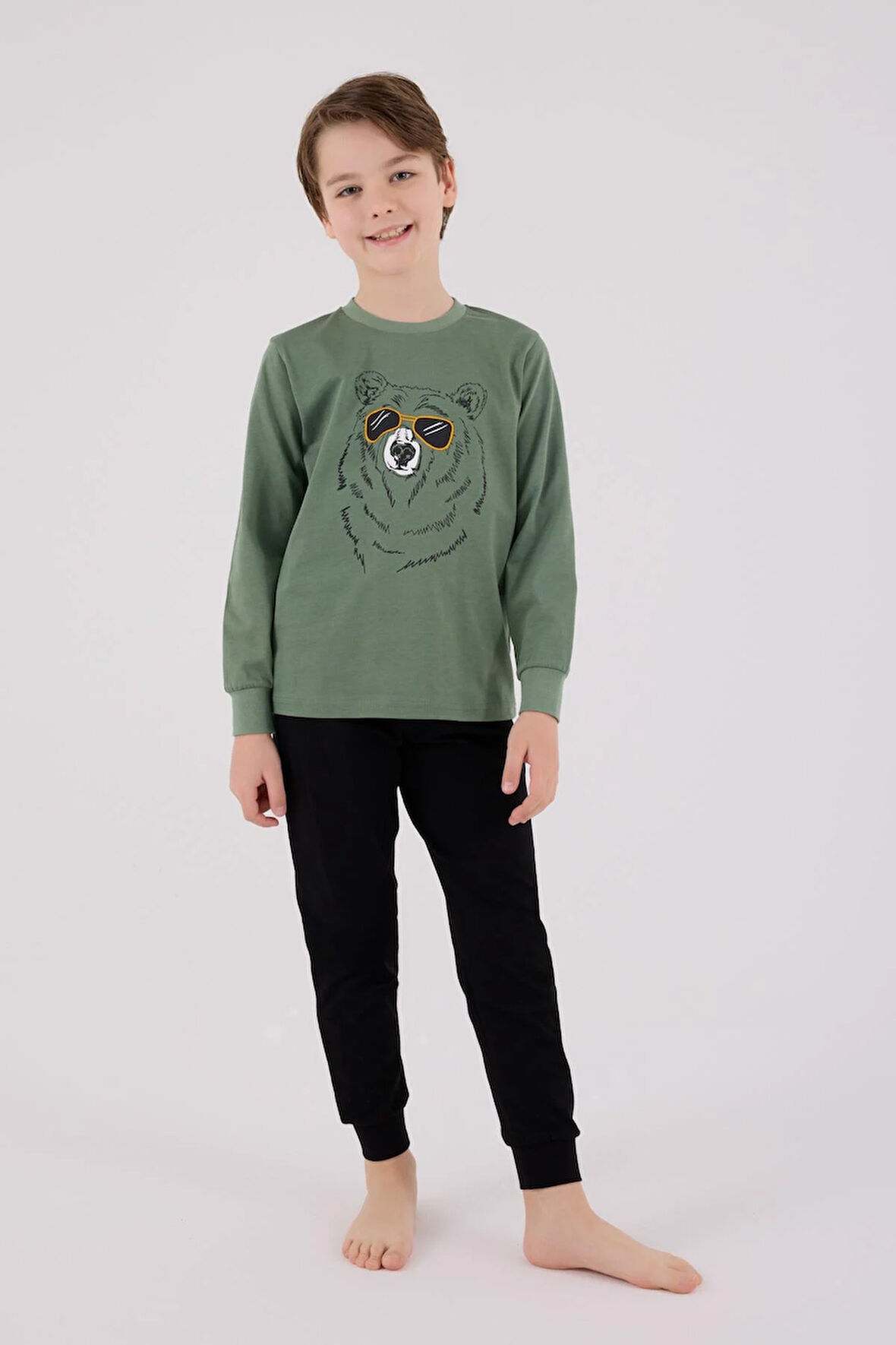 RolyPoly Erkek Çocuk Uzun Kol Pijama Takım K.Yeşil