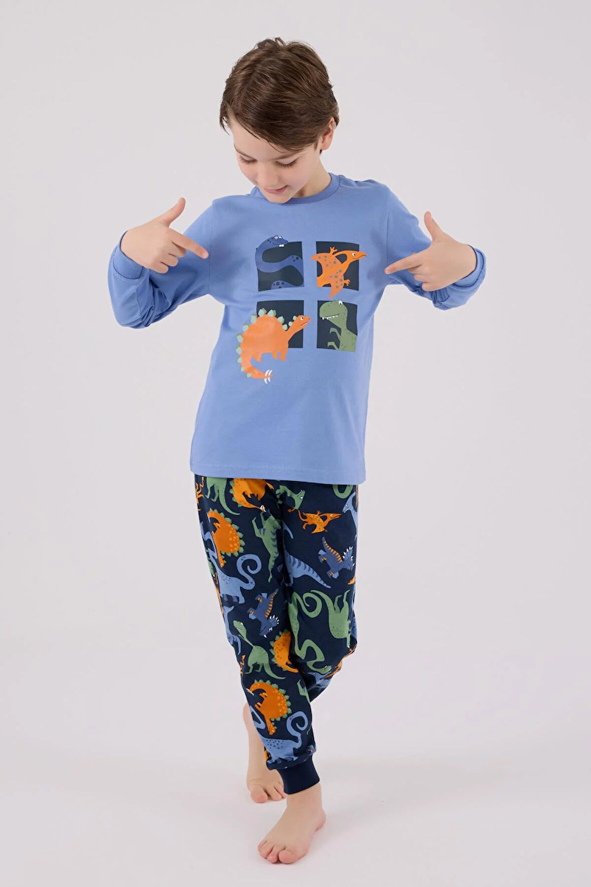 RolyPoly Erkek Çocuk Uzun Kol Pijama Takım Açık İndigo