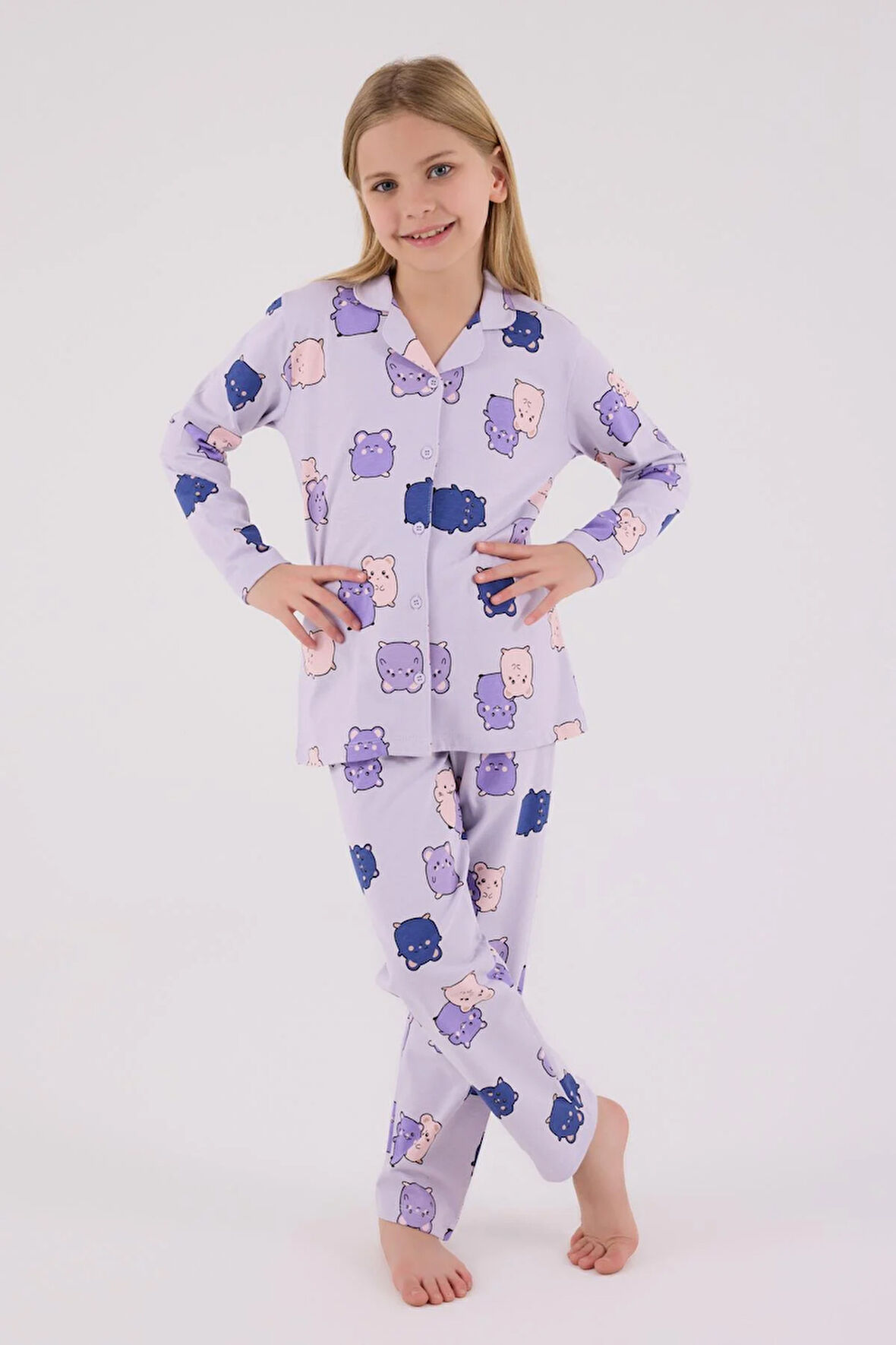 RolyPoly Kız Çocuk Gömlek Pijama Lila