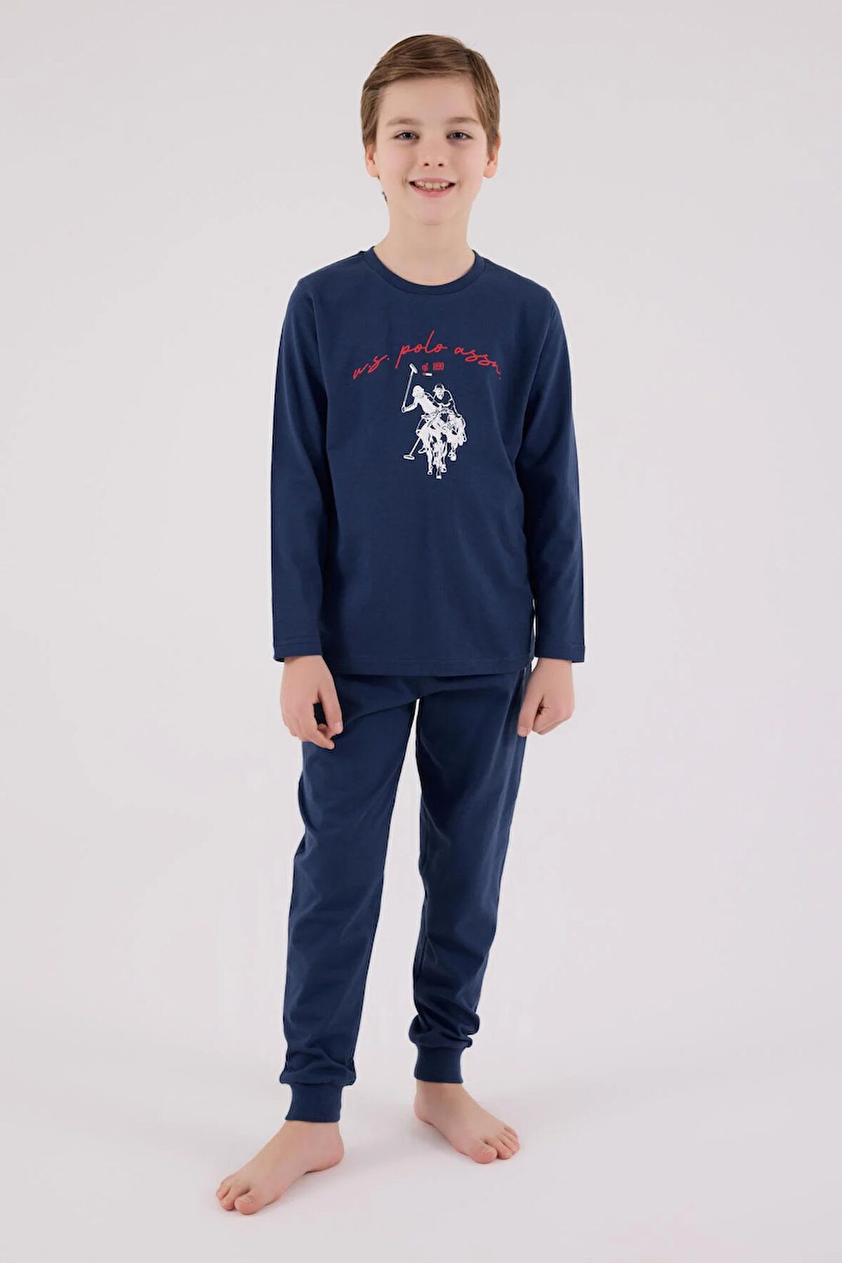 U.S. Polo Assn. Erkek Çocuk Uzun Kol Pijama Takım Koyu İndigo