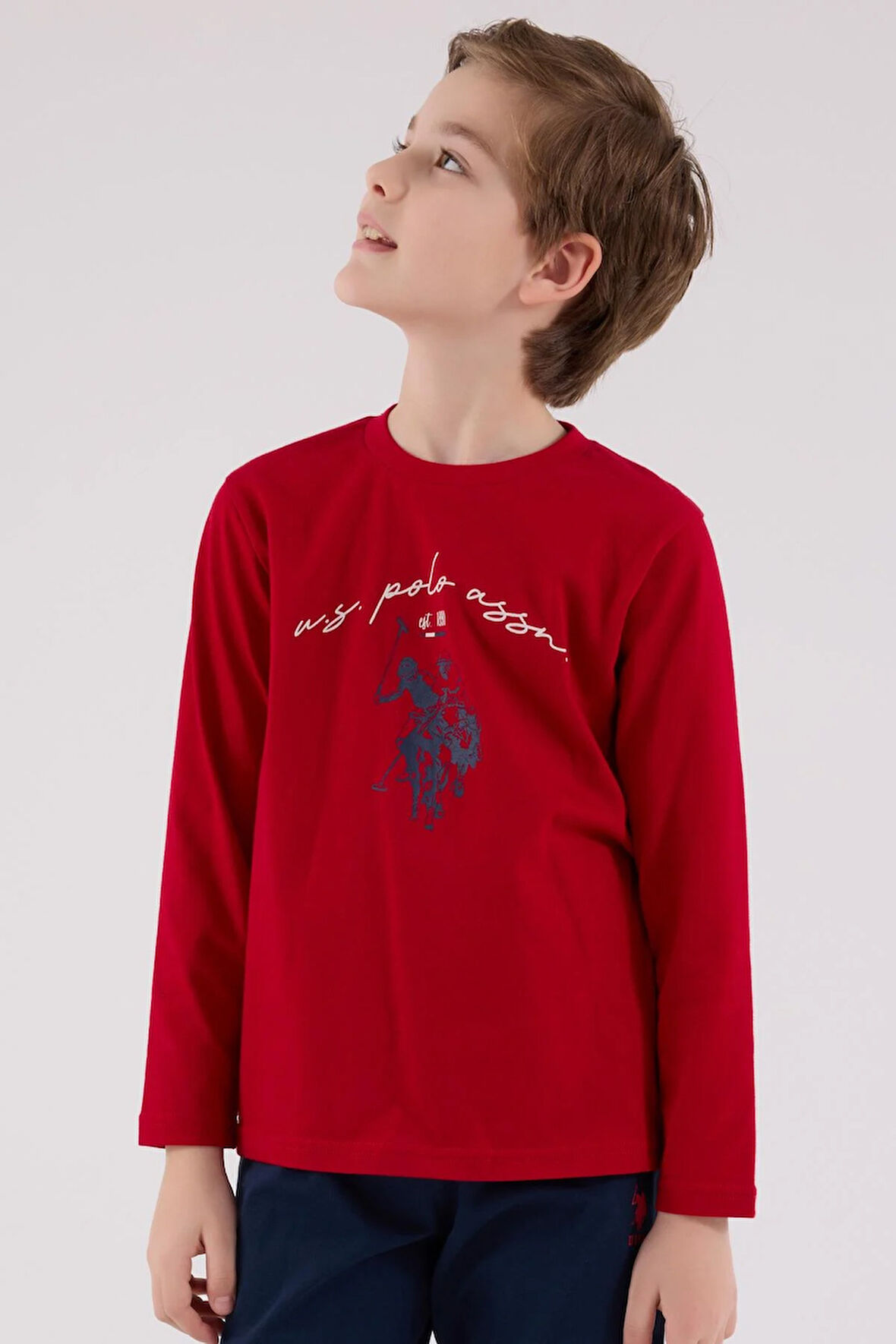 U.S. Polo Assn. Erkek Çocuk Uzun Kol Pijama Takım Kırmızı