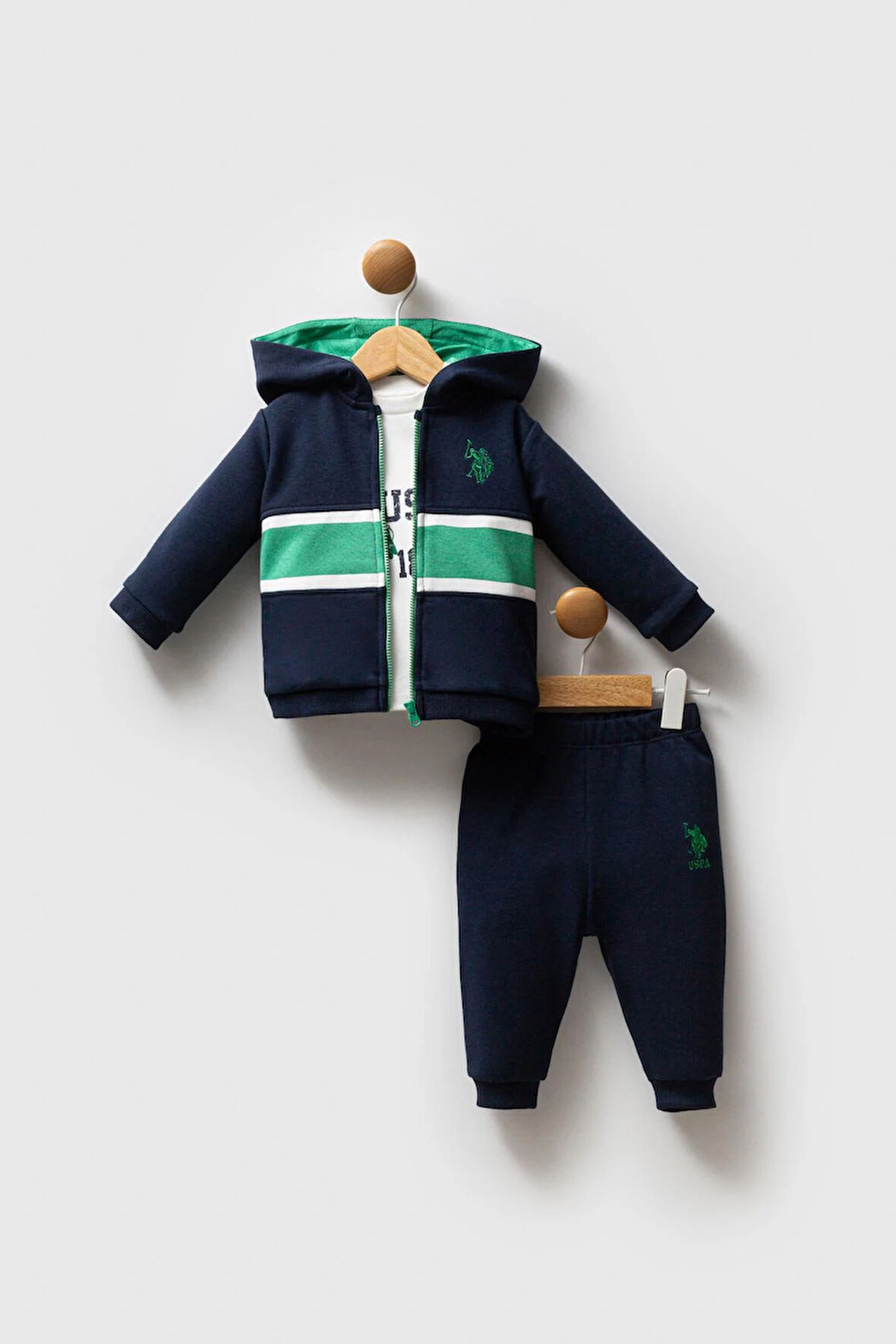 U.S. Polo Assn. Erkek Bebek  3'lü Takım Lacivert-Yeşil