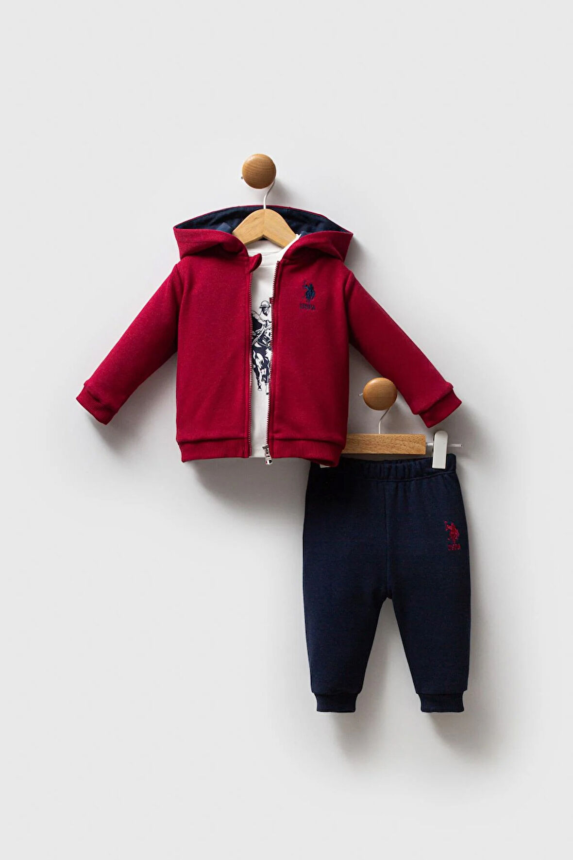 U.S. Polo Assn. Erkek Bebek 3'lü Takım Bordo