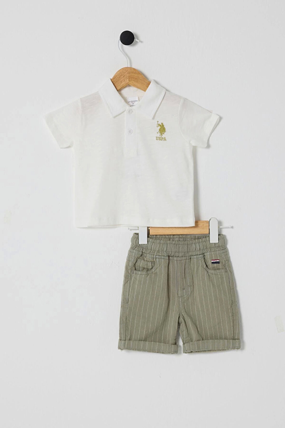 U.S.POLO ERKEK BEBEK 2Lİ t-shirt TAKIM - BEYAZ/HAKİ