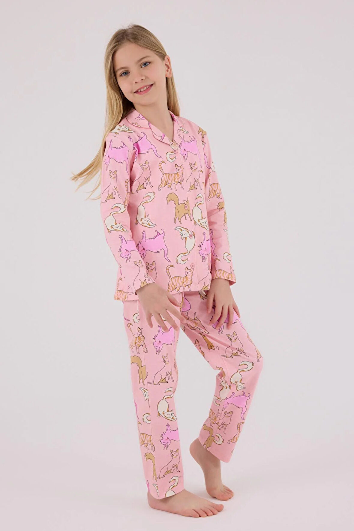 RolyPoly Kız Çocuk Gömlek Pijama Açık Pembe