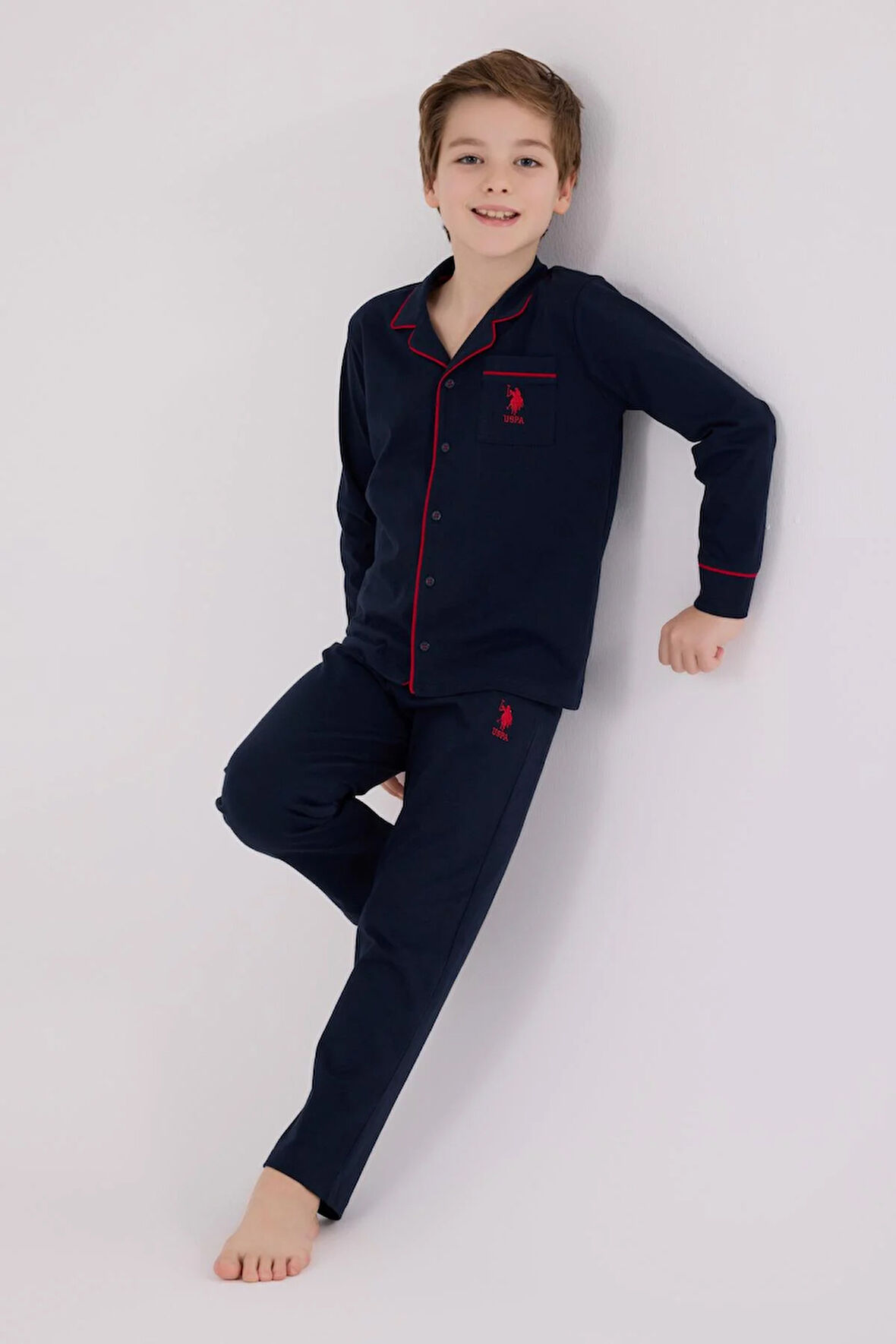 U.S. Polo Assn. Erkek Çocuk Gömlek Pijama Lacivert