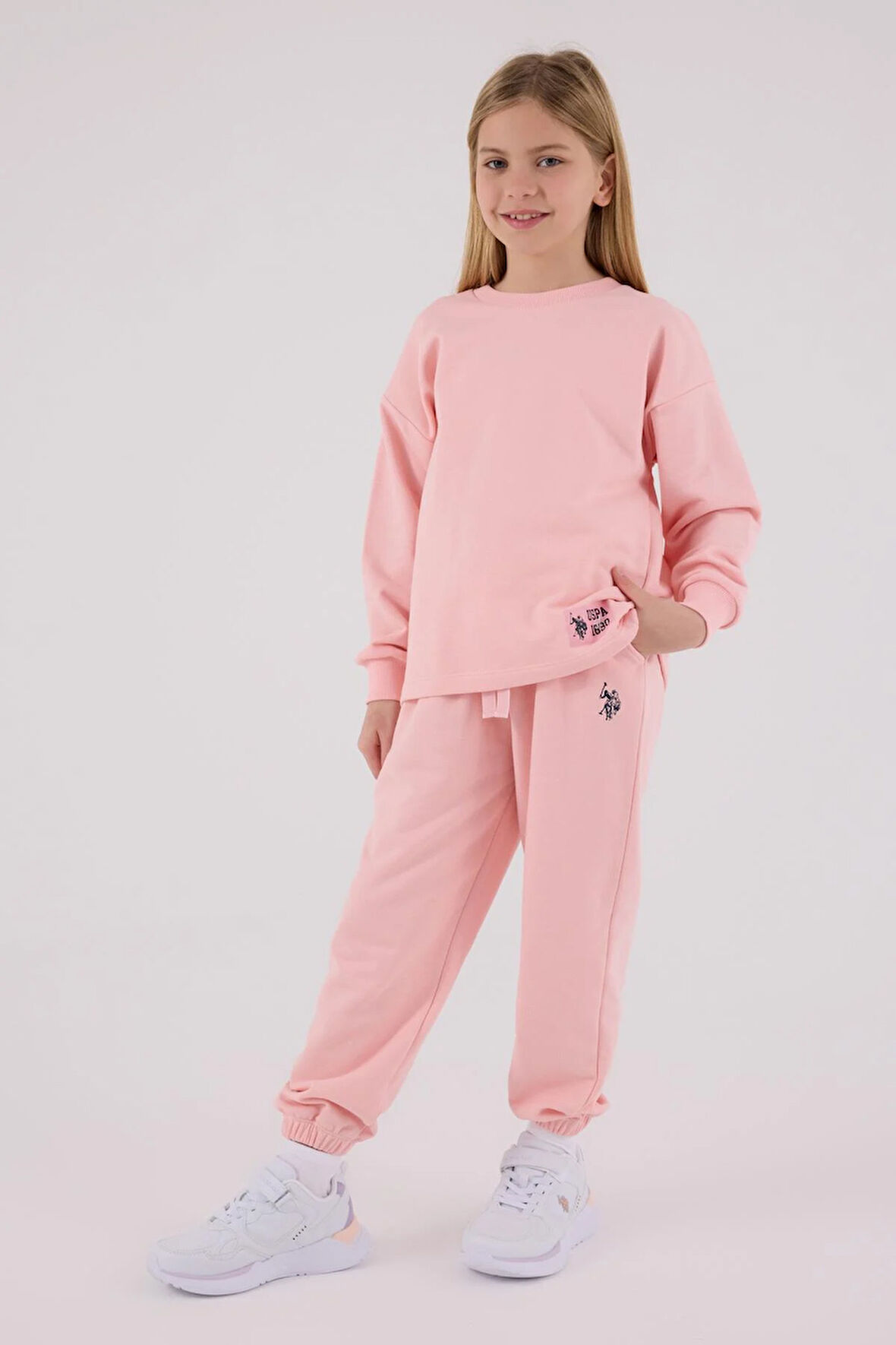 U.S. Polo Assn Kız Çocuk Eşofman Takımı Açık Pembe
