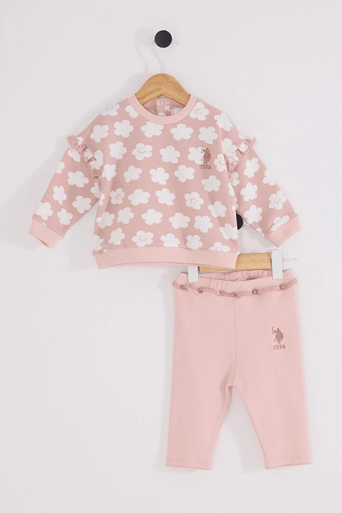 U.S. Polo Assn Kız Bebek 2'lü Takım Pudra