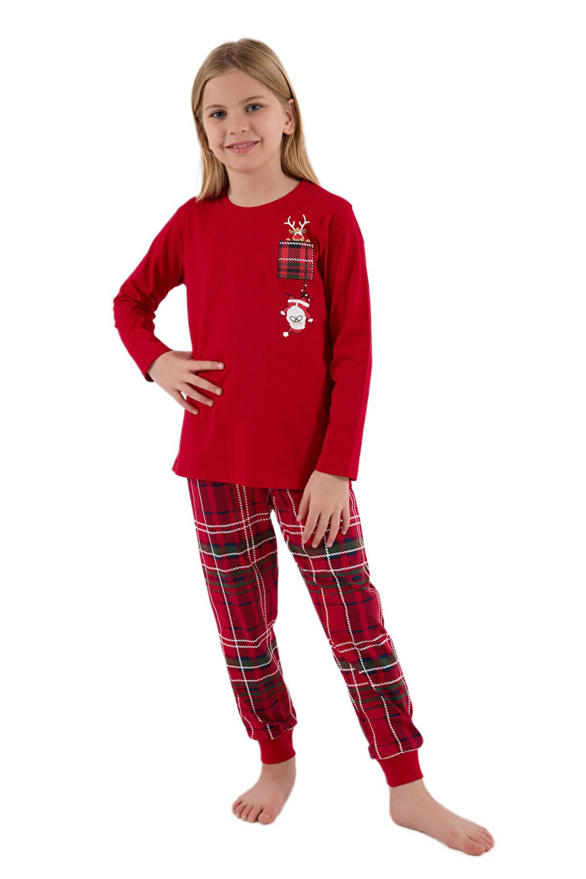 Arnetta Kız Çocuk Kırmızı Pijama Takımı 3512-G 
