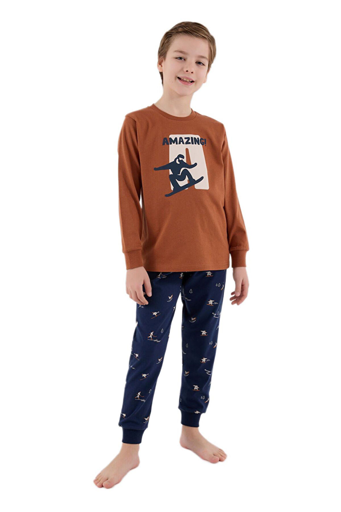 Arnetta Erkek Çocuk Kahve Pijama Takımı 3516-2 