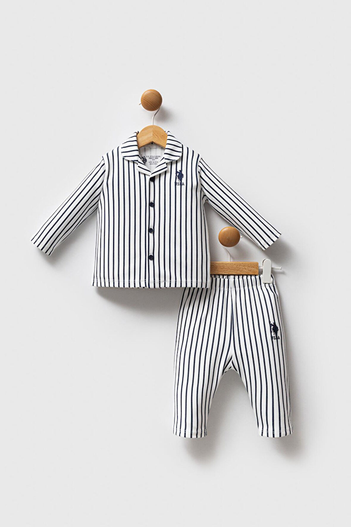 U.S. Polo Assn. Erkek Bebek Gömlek Pijama Beyaz