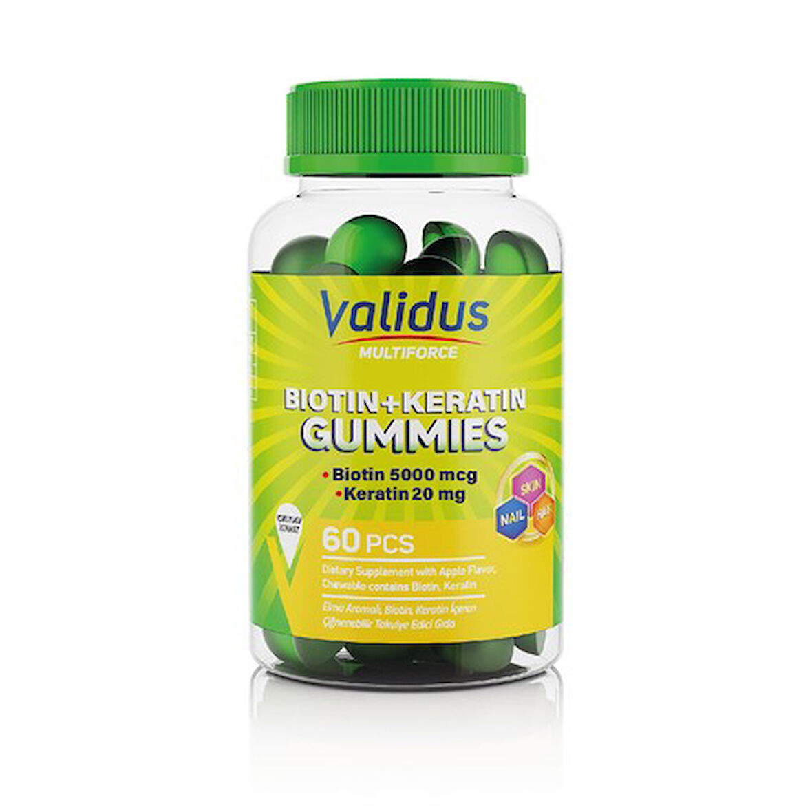 Valıdus Multıforce Bıotın + Keratın 60 Gummıes (Pectın)