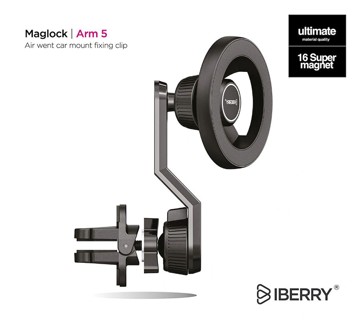 İBERRY MAGLOCK ARM 5 KLİPSLİ MAGSAFE ARAÇ İÇİ TELEFON TUTUCU