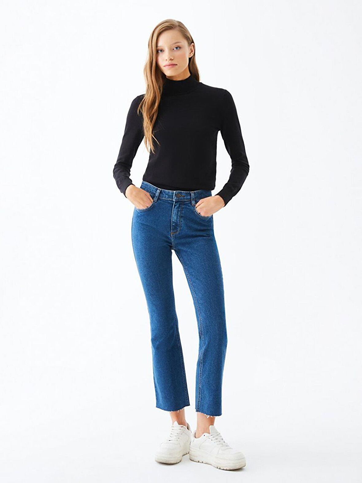 Lynda X Cropped Flare Yüksek Bel Jean Pantolon