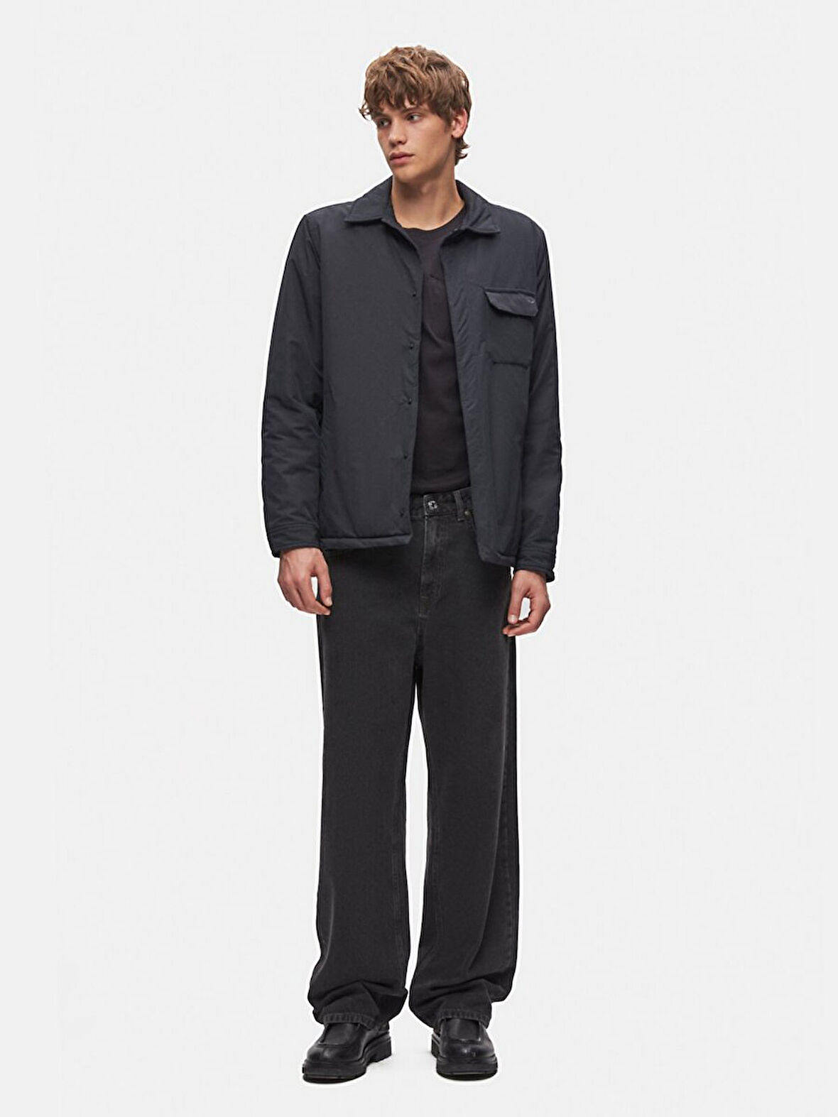 Gömlek Yaka Teknık Lacivert Mont