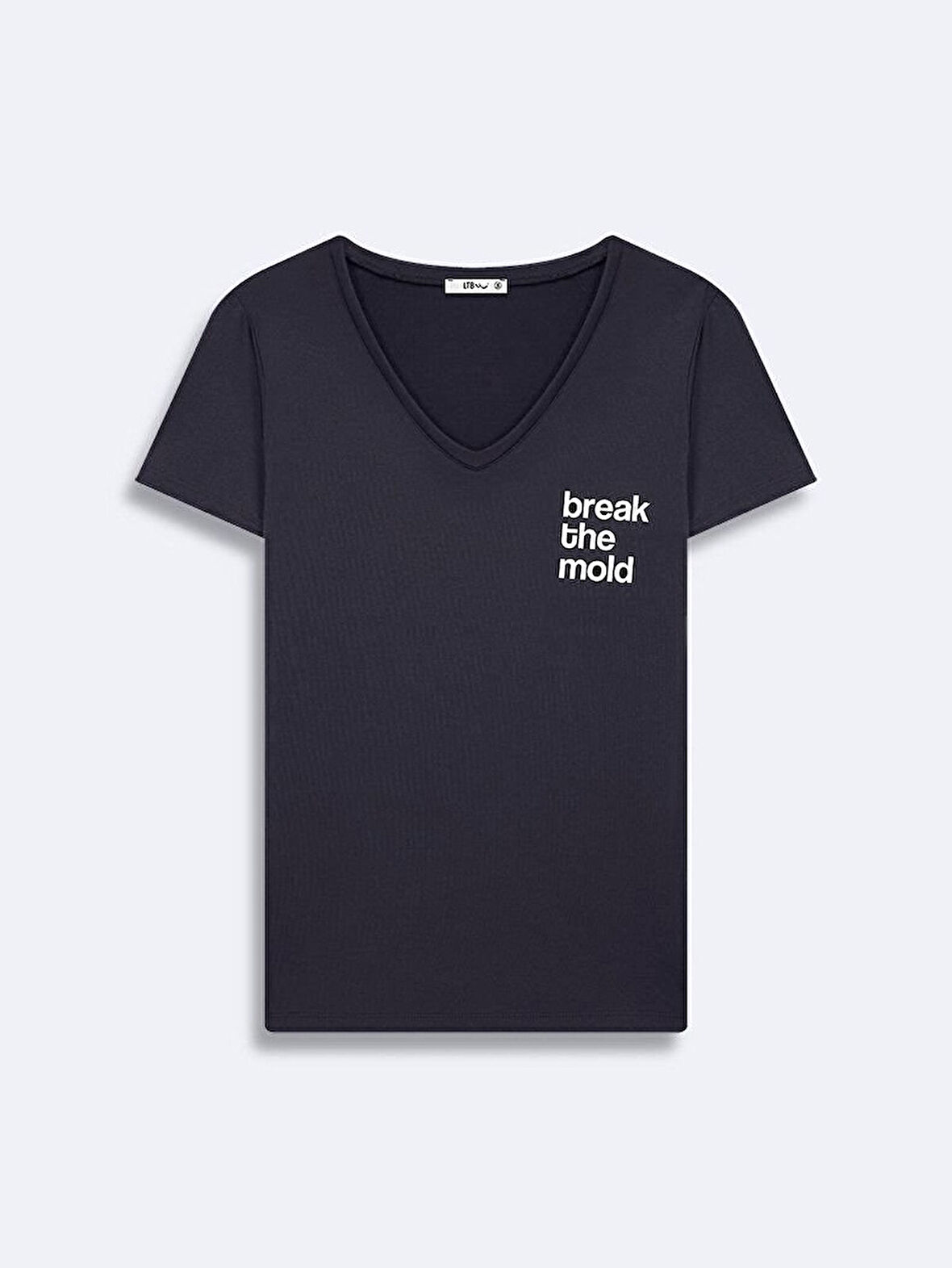 Kısa Kollu V Yaka Basıc Sloganlı Antrasit t-shirt