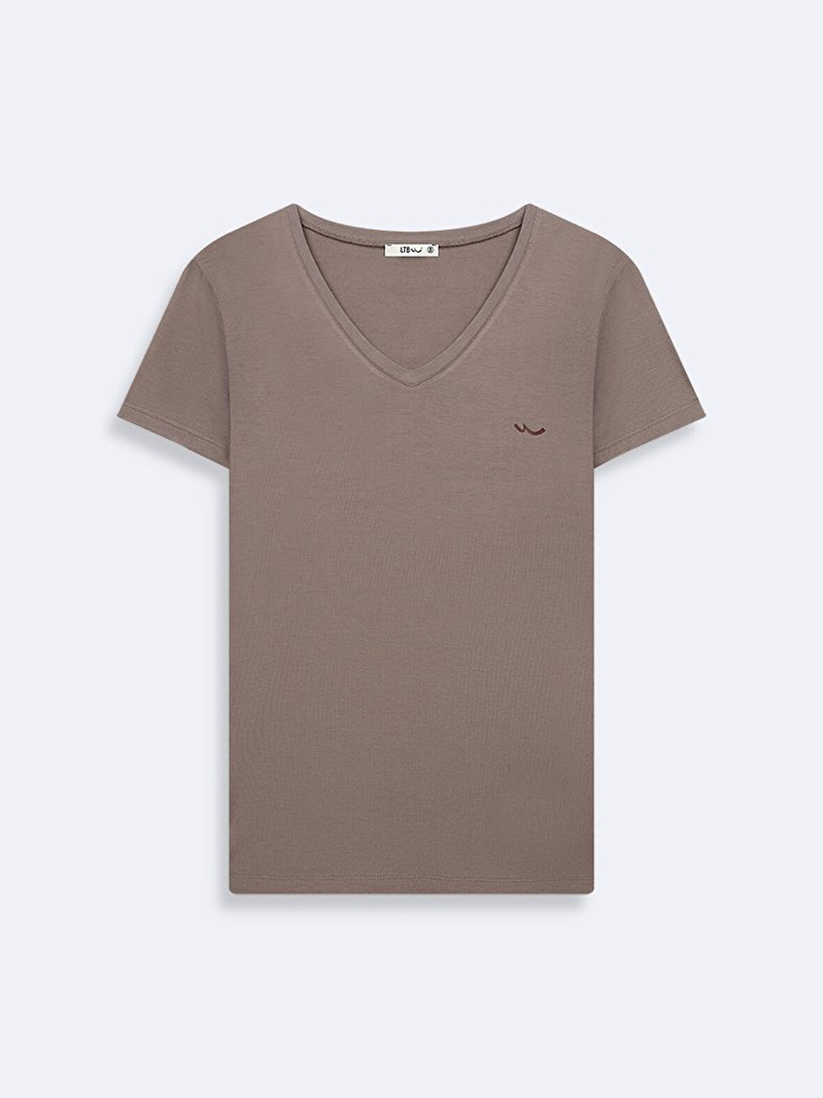 Kısa Kollu V Yaka Sign Baskılı Gri t-shirt