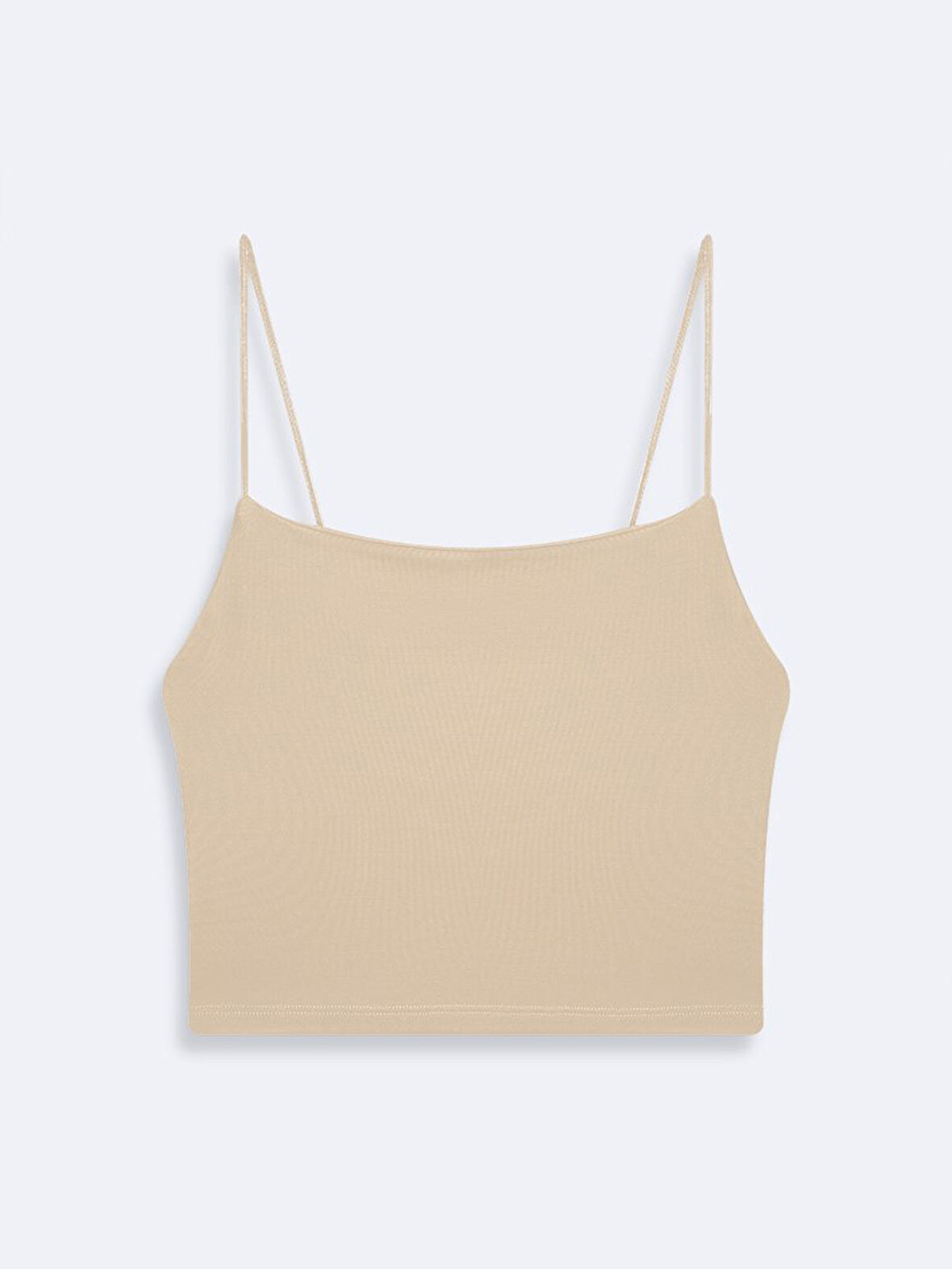 İnce Askılı Basic Crop Bej Atlet