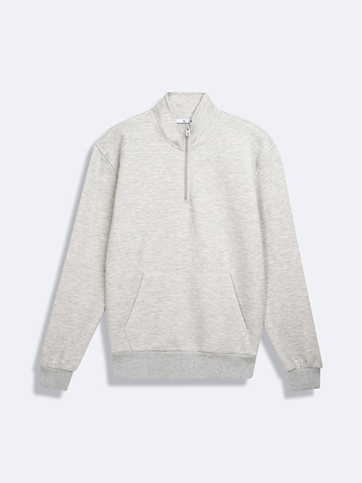 Uzun Kollu Yarım Fermuarlı Gri Sweatshırt