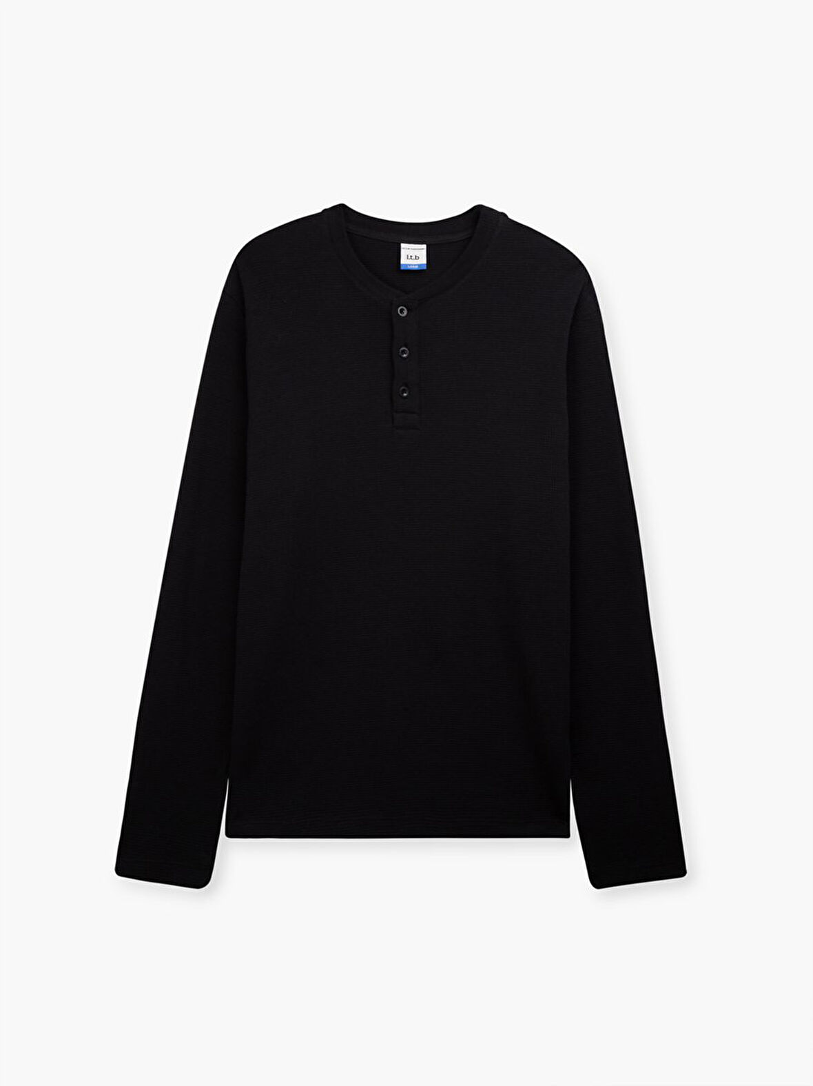 Uzun Kollu Önü Düğmeli Siyah Sweatshırt