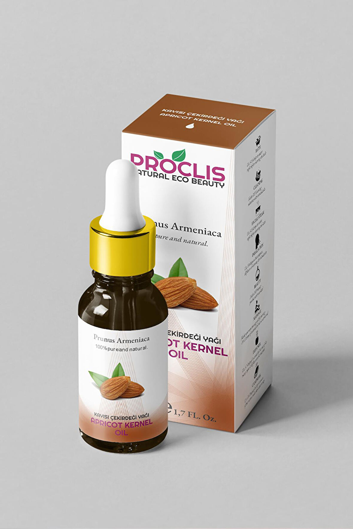 PROCLİS Kayısı Çekirdeği Yağı %100 Doğal Bitkisel Sabit Yağ, Apricot Kernel Oil, Prunus Armeniaca 50 ml