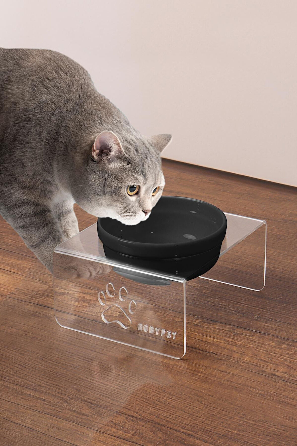Tekli Seramik Dekoratif Kedi Ve Köpek Pleksi Mama & Su Kabı Kedi Paspası
