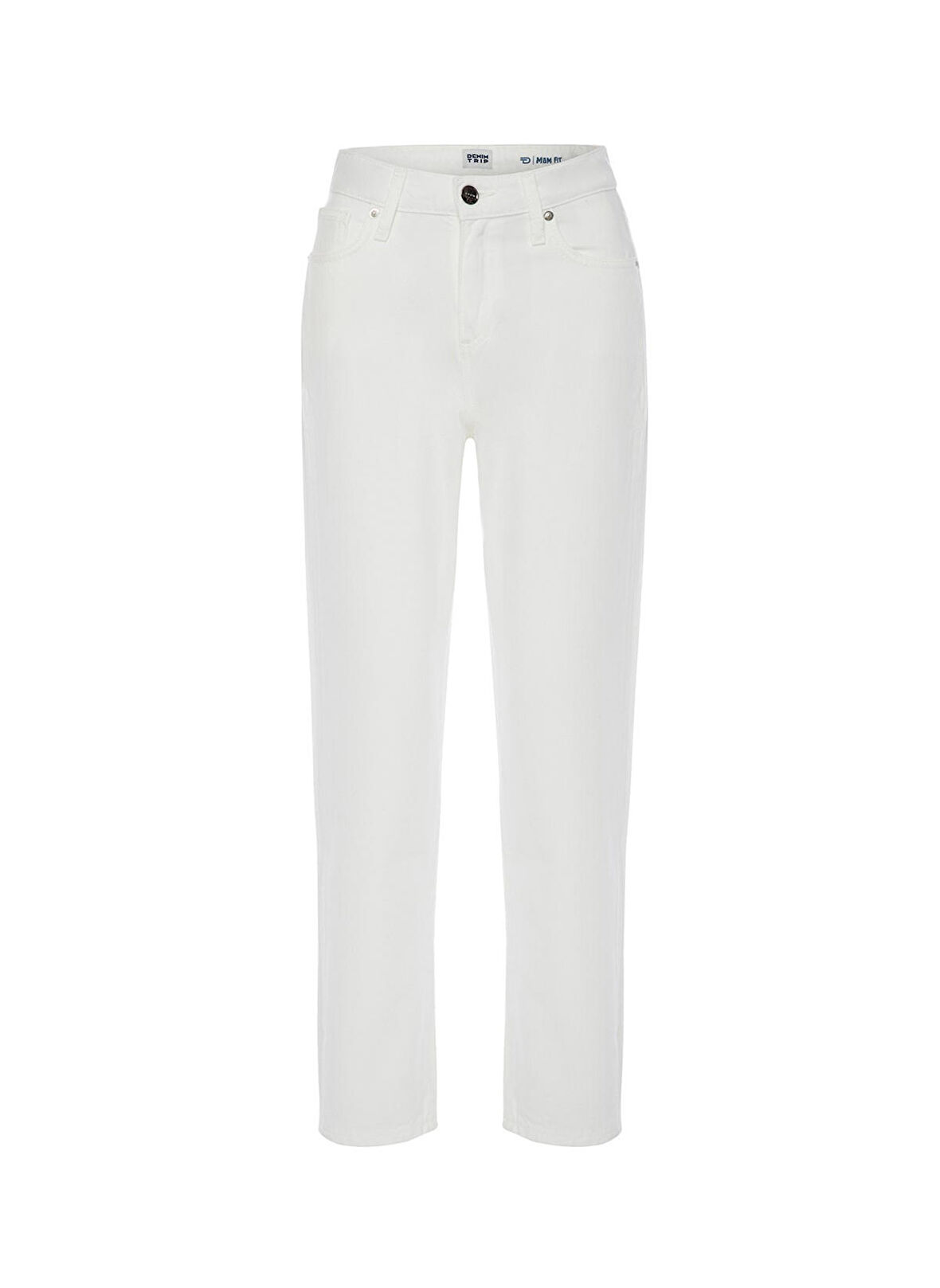Denim Trip Yüksek Bel Dar Paça Mom Fit Beyaz Kadın Denim Pantolon DT10266 KELLY Mom Fit Yüksek Bel Da