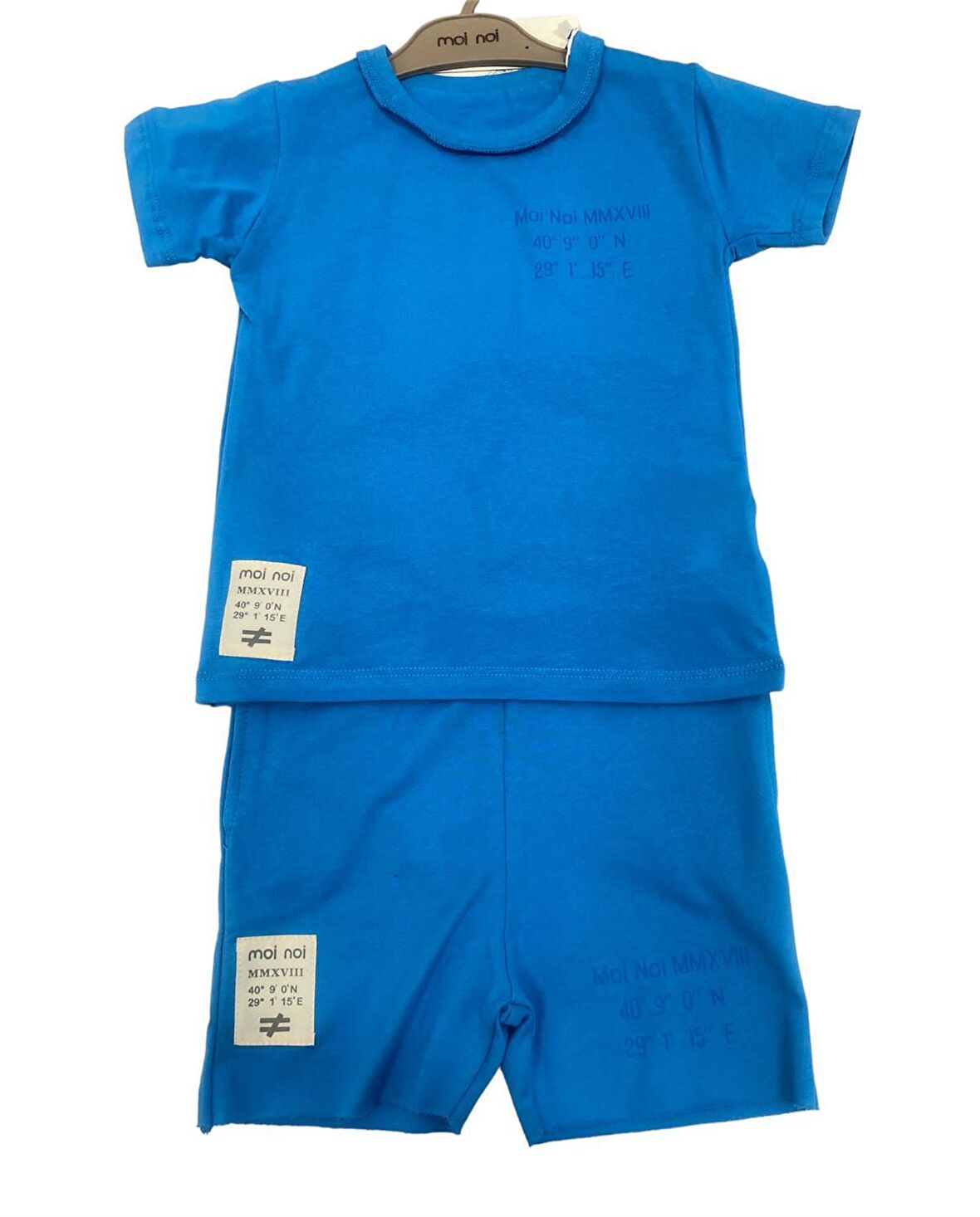 Moi Noi 2li Takım Şortlu Basic Mavi